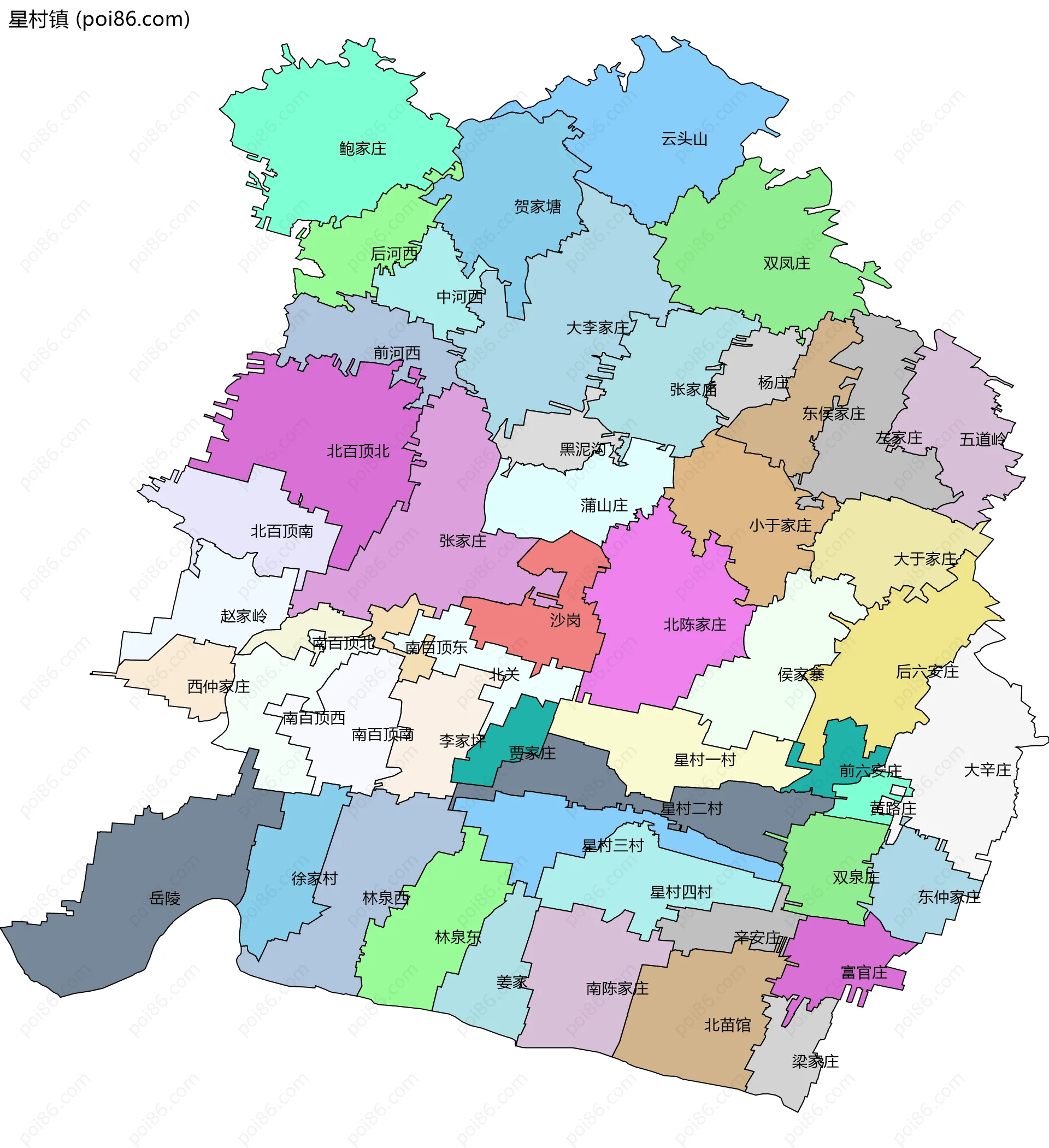 星村镇边界地图(五级行政区划)