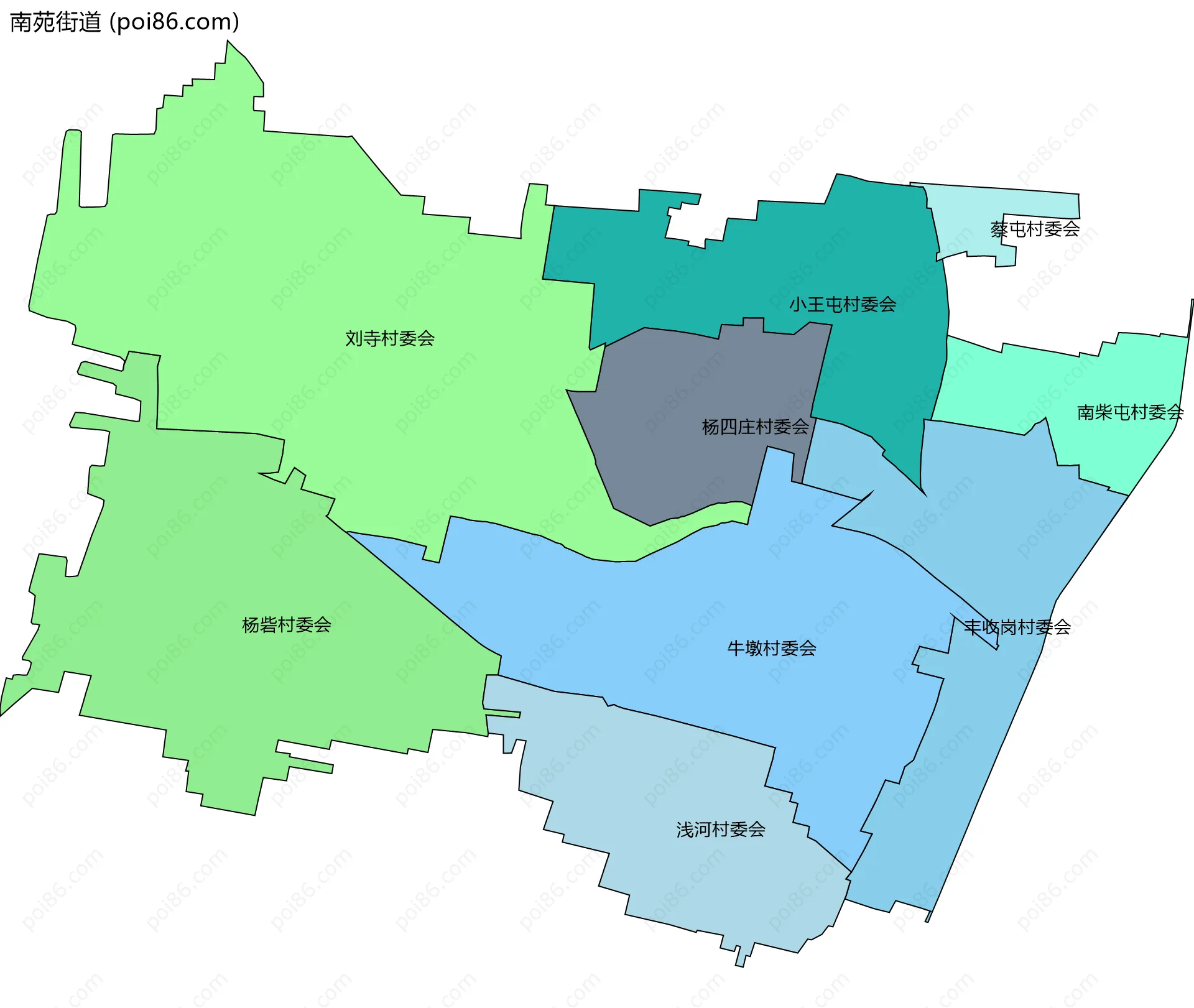 南苑街道边界地图(五级行政区划)