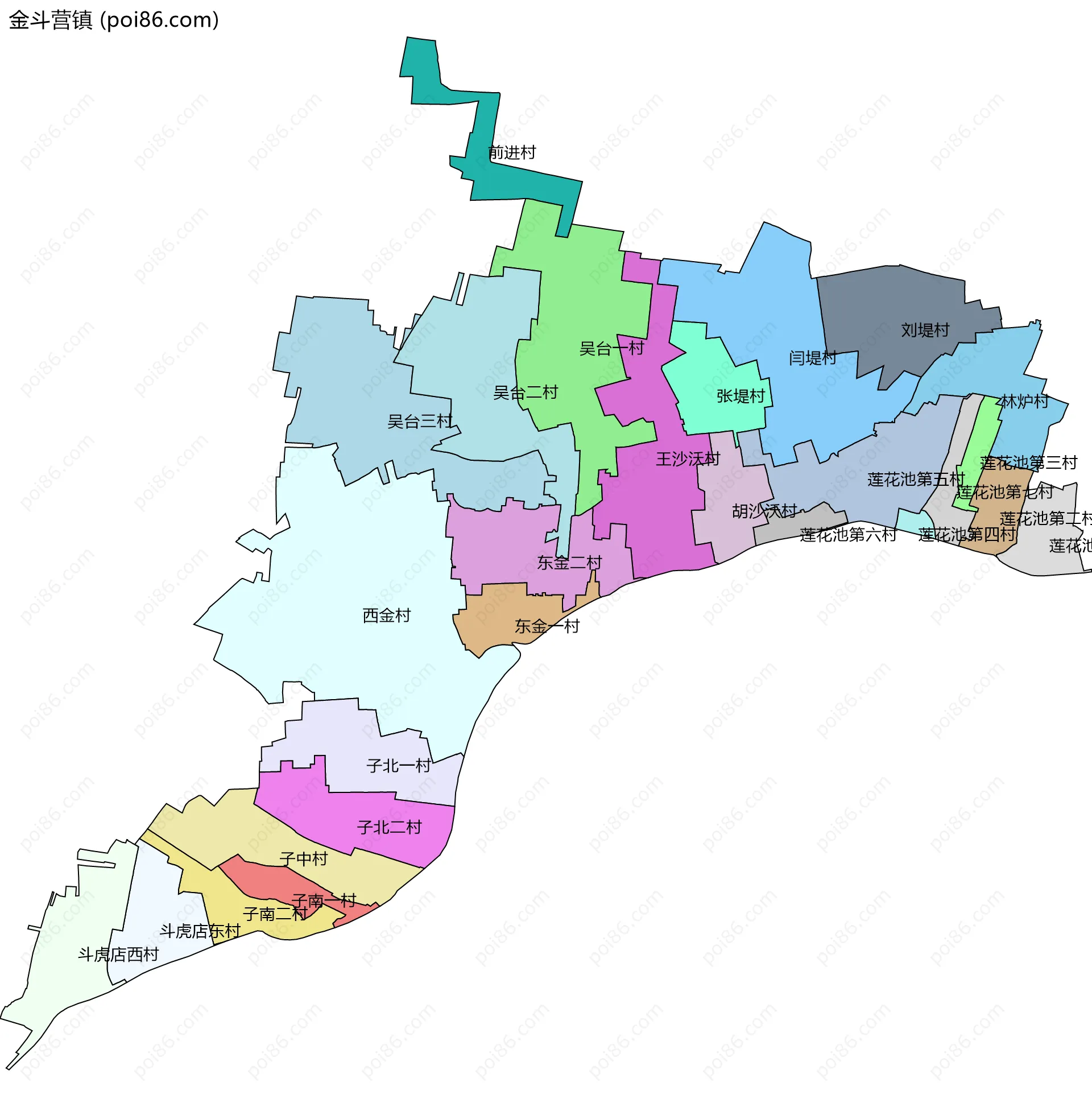 金斗营镇边界地图(五级行政区划)