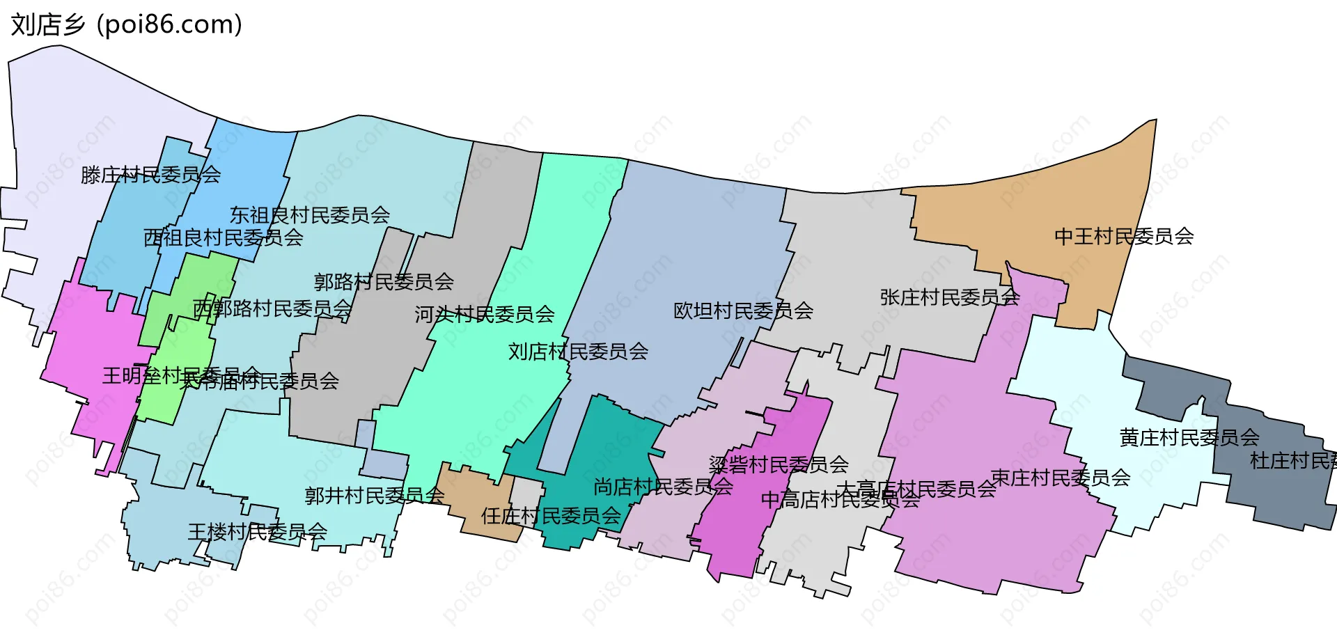 刘店乡边界地图(五级行政区划)