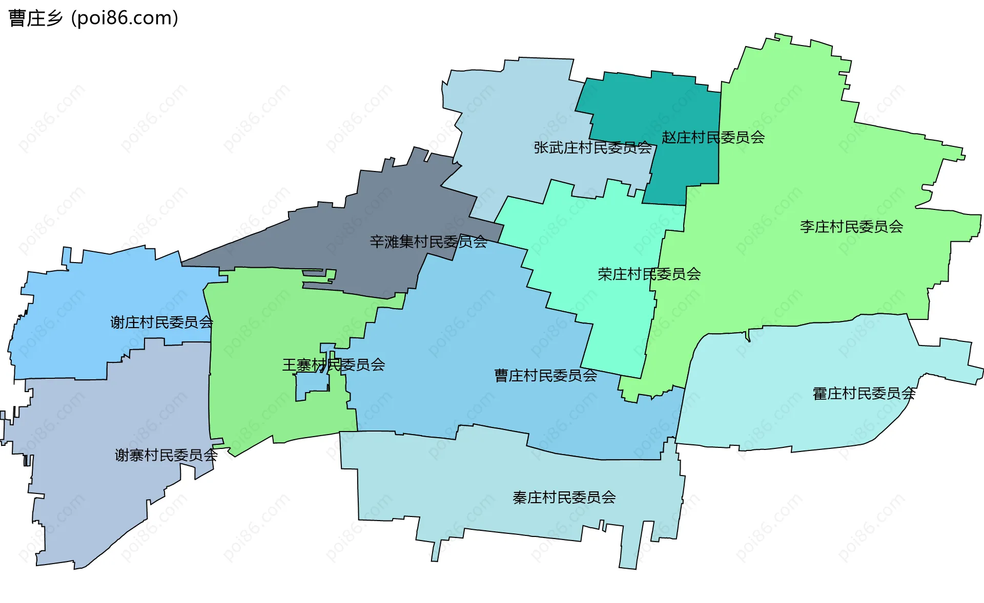 曹庄乡边界地图(五级行政区划)