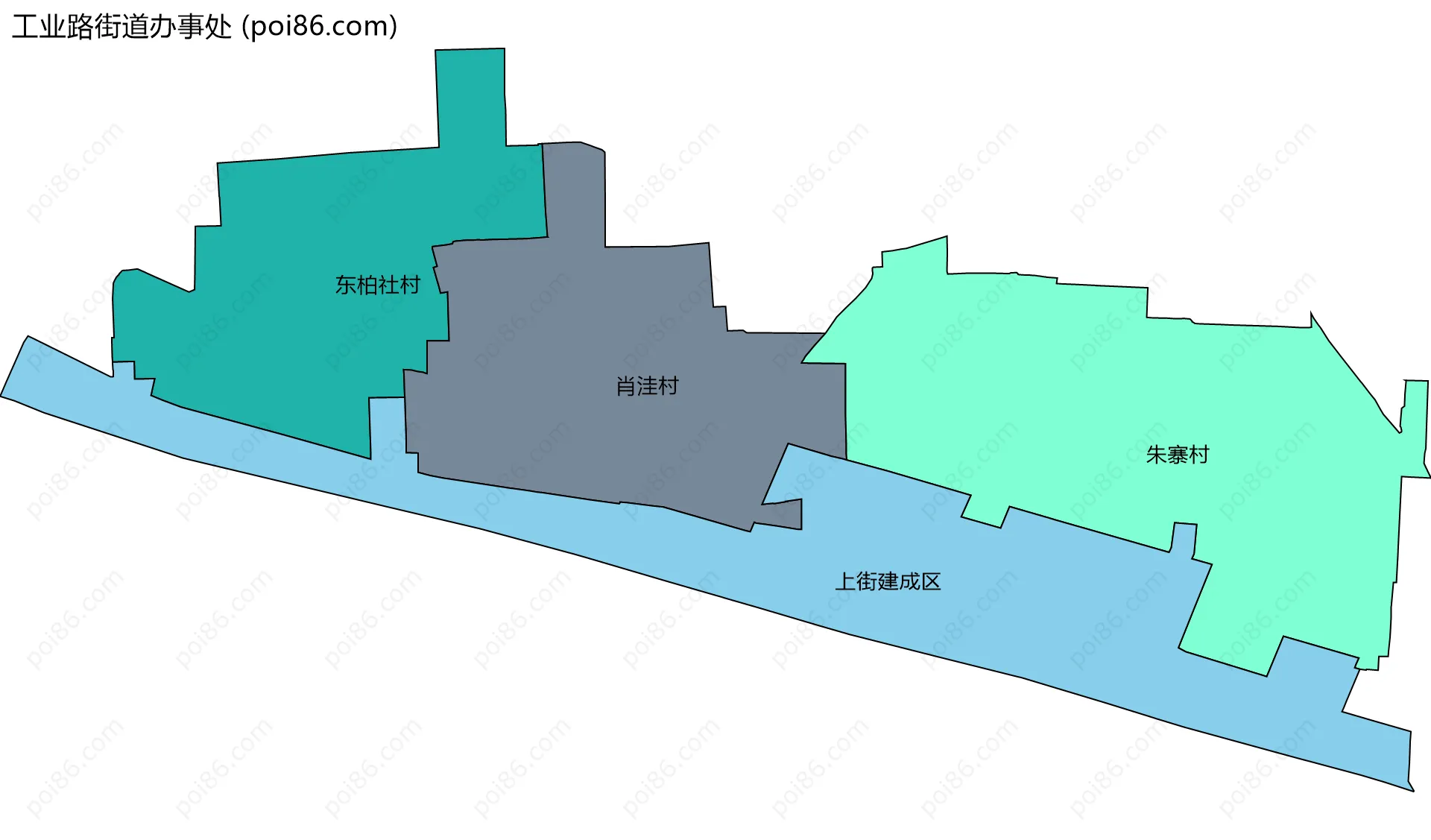 工业路街道办事处边界地图(五级行政区划)