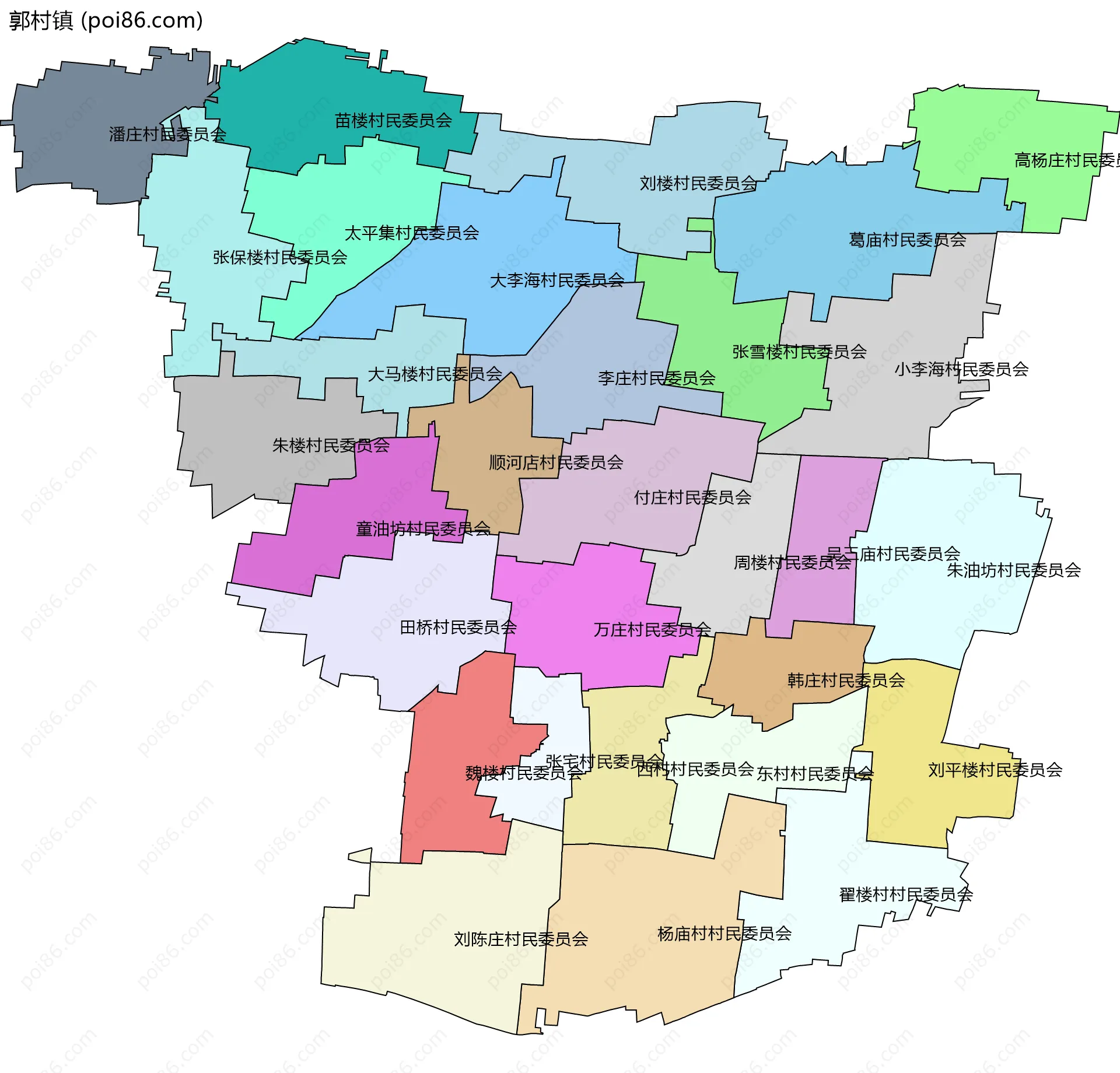 郭村镇边界地图(五级行政区划)
