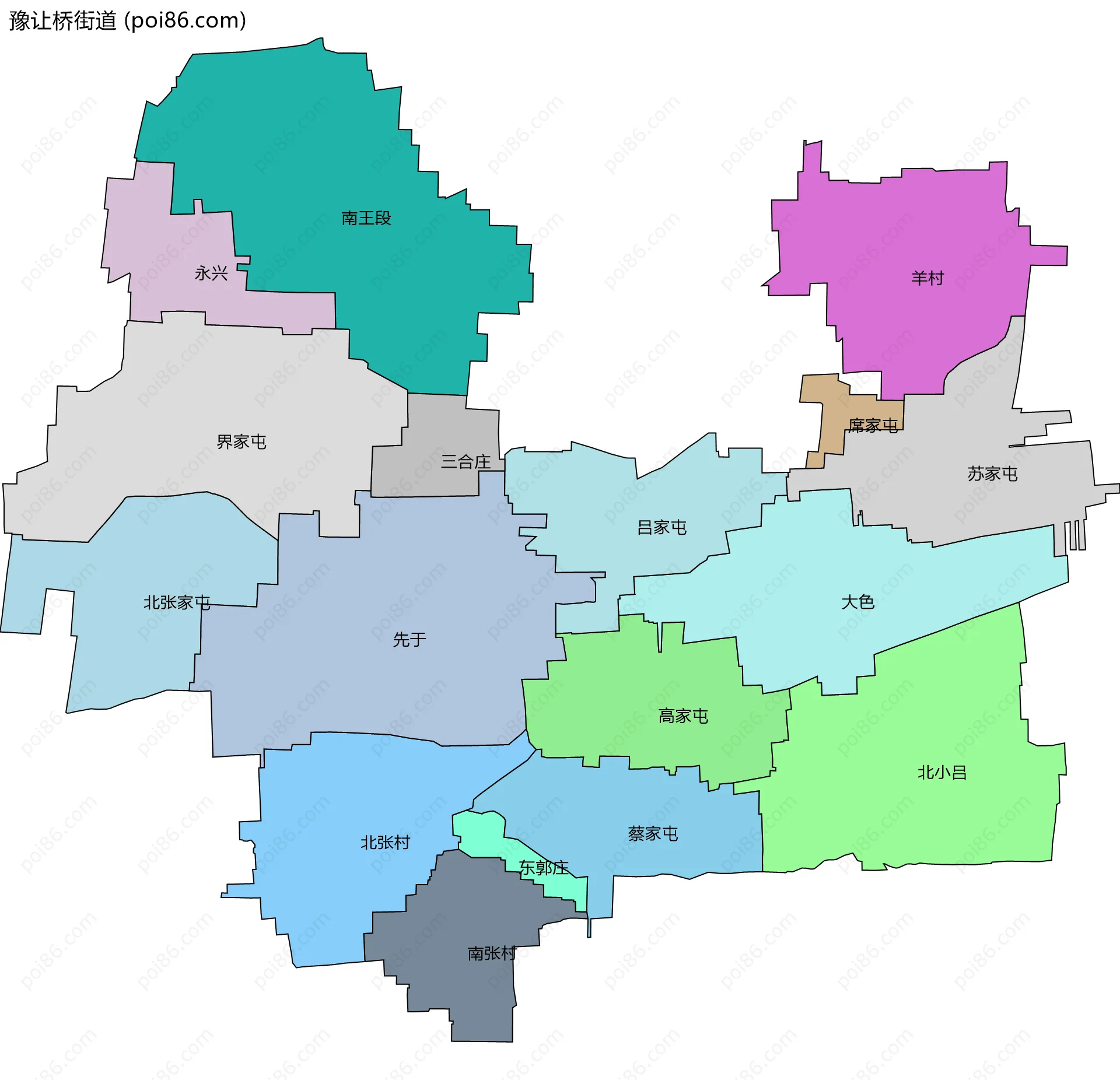 豫让桥街道边界地图(五级行政区划)