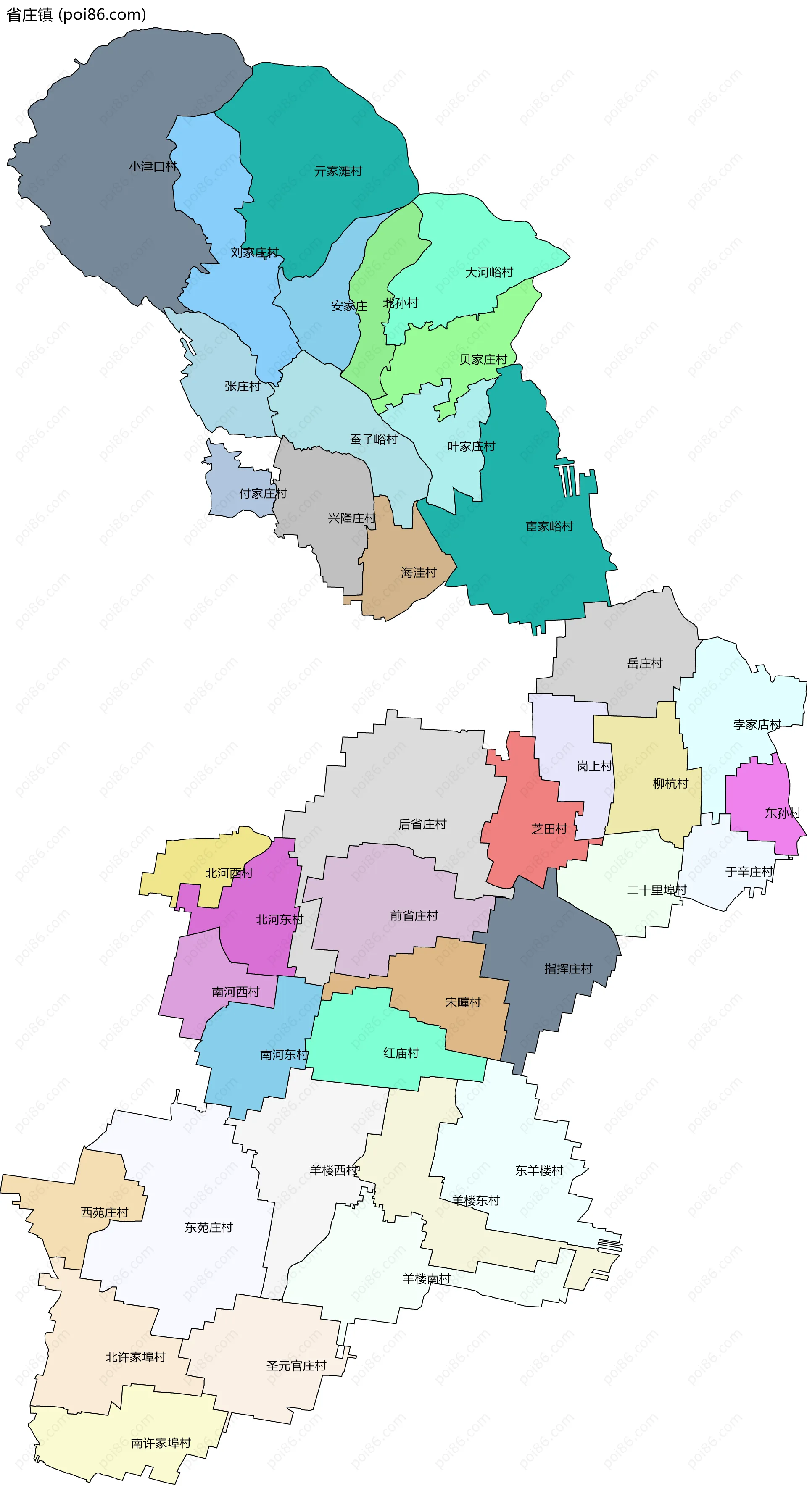 省庄镇边界地图(五级行政区划)