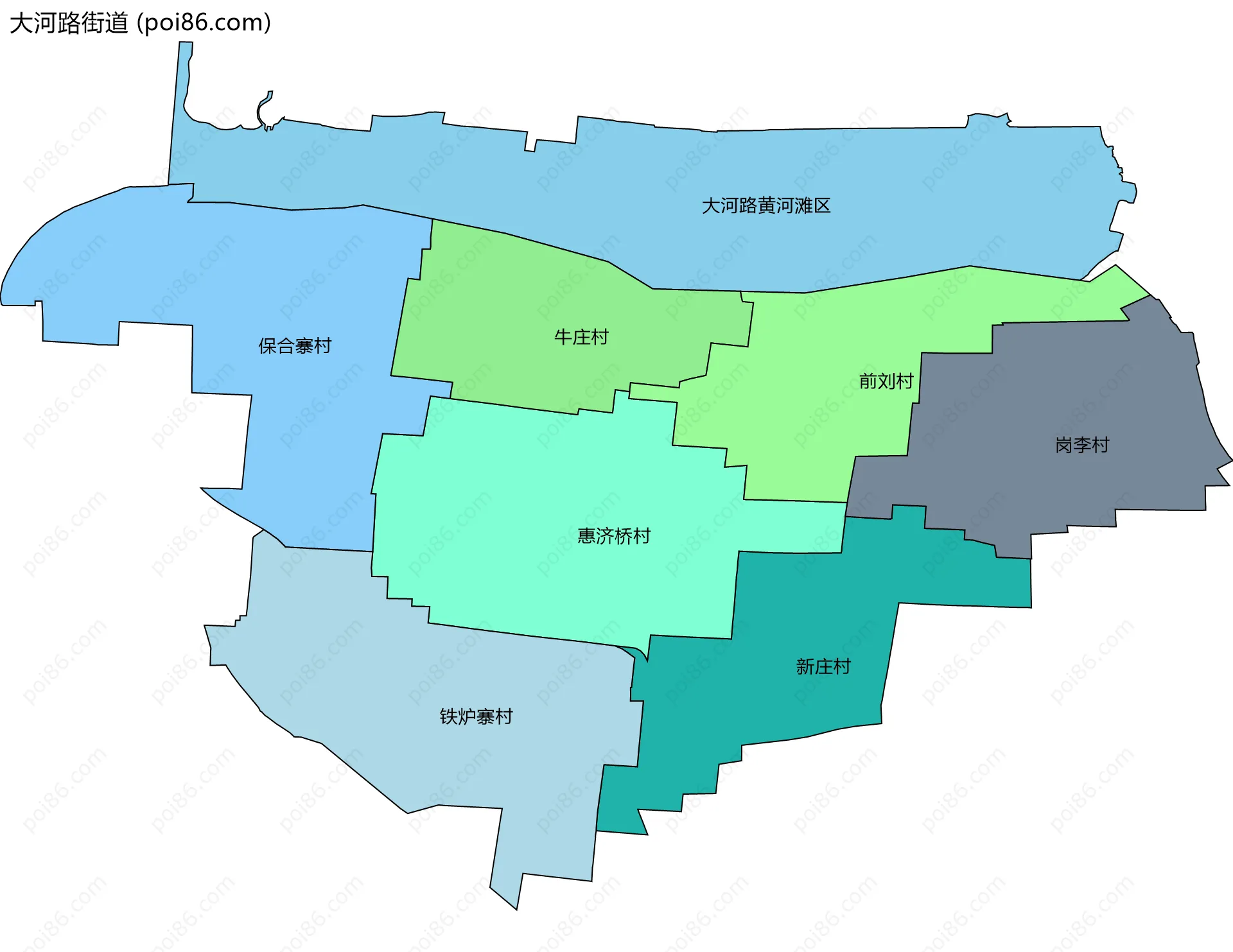 大河路街道边界地图(五级行政区划)