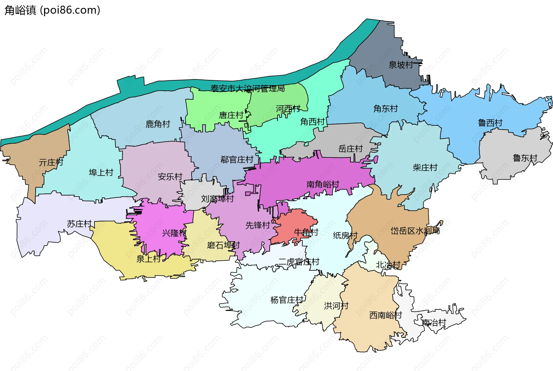 角峪镇边界地图(五级行政区划)