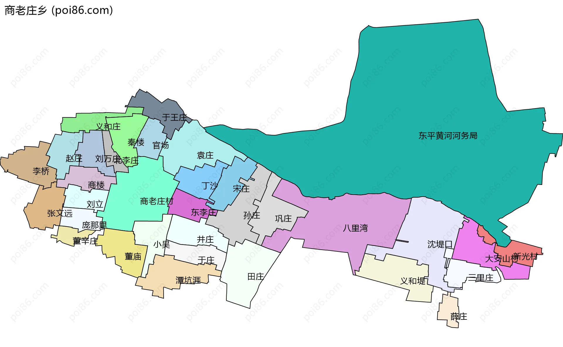 商老庄乡边界地图(五级行政区划)