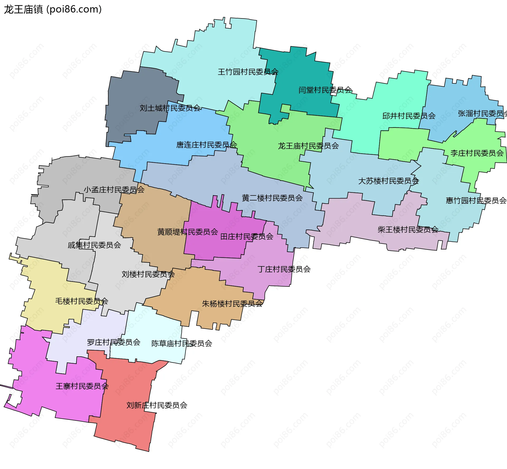 龙王庙镇边界地图(五级行政区划)