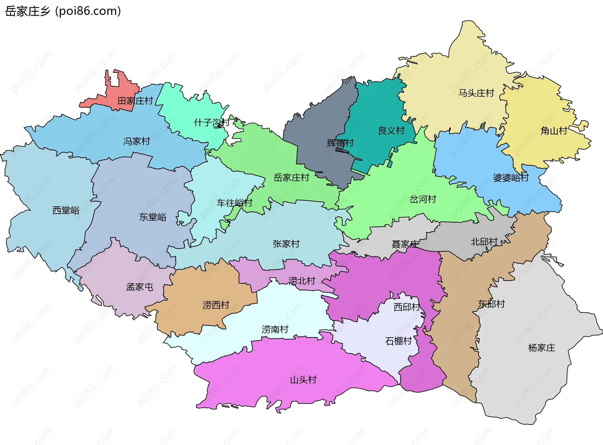 岳家庄乡边界地图(五级行政区划)