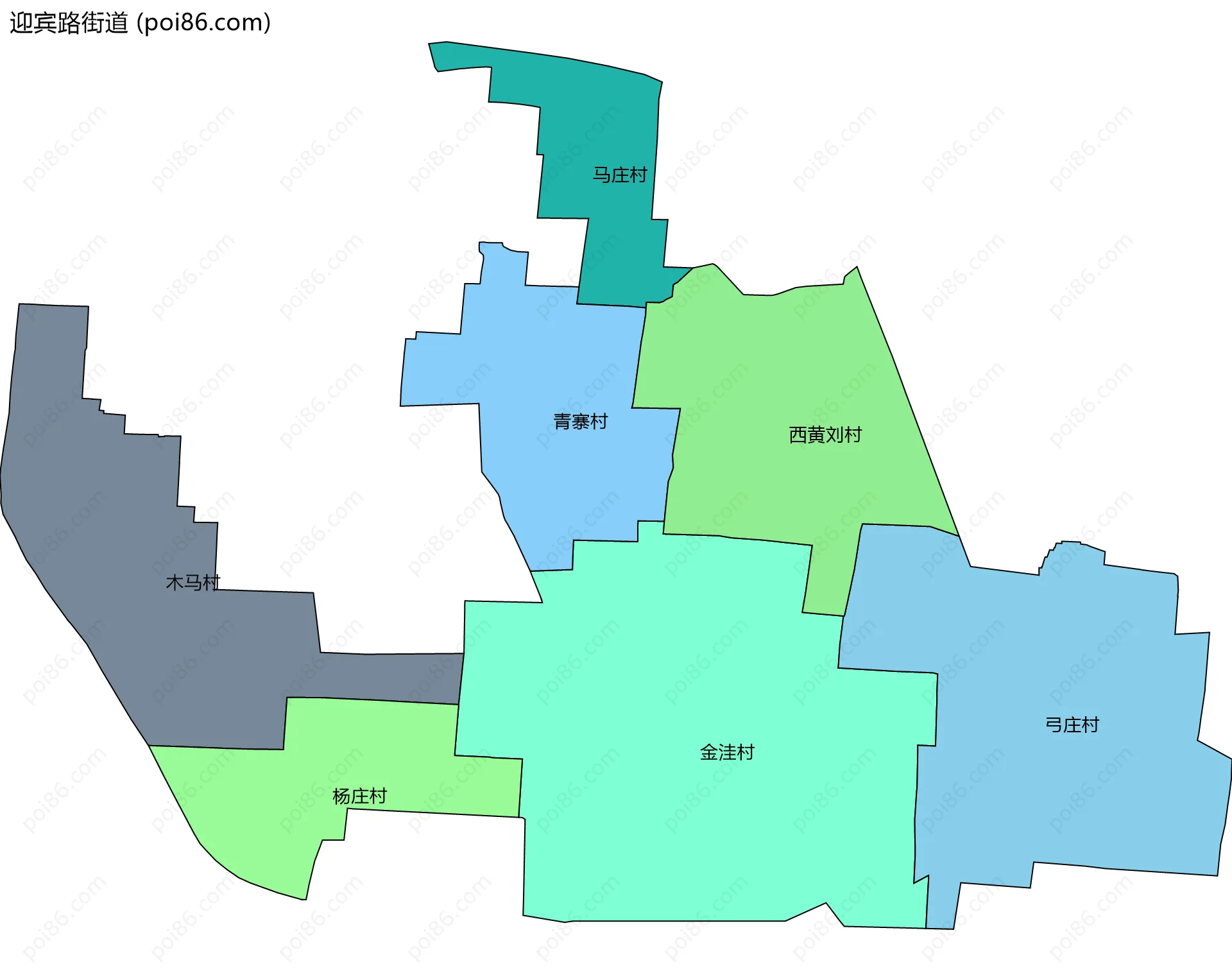 迎宾路街道边界地图(五级行政区划)