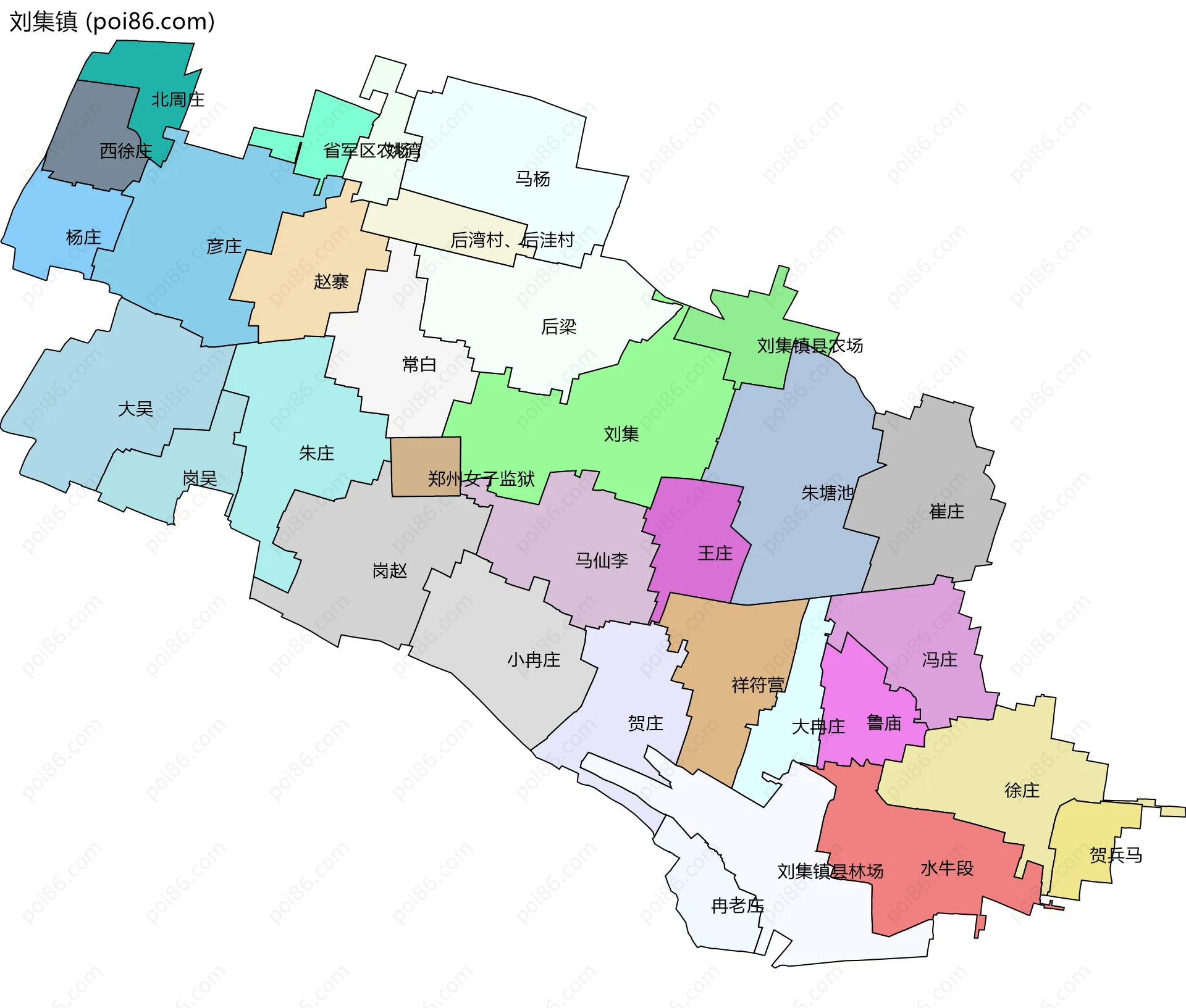 刘集镇边界地图(五级行政区划)