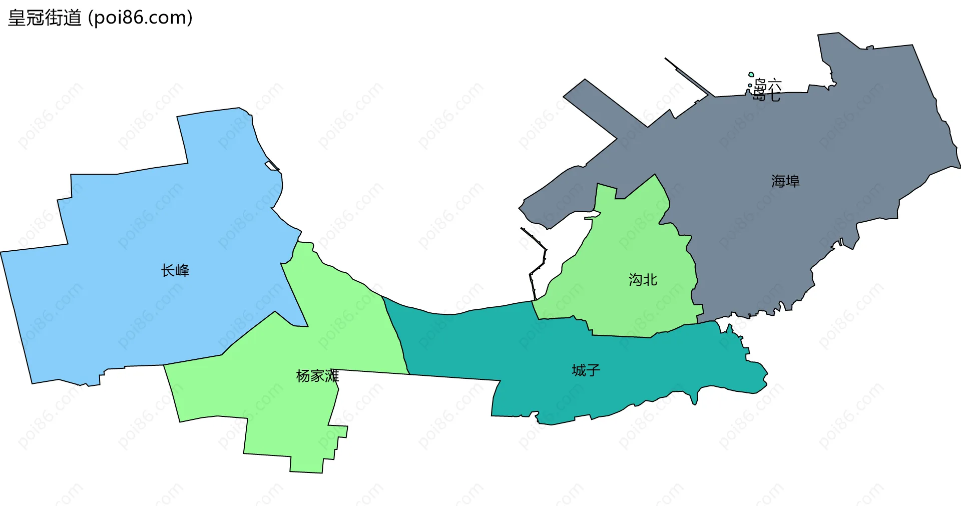 皇冠街道边界地图(五级行政区划)