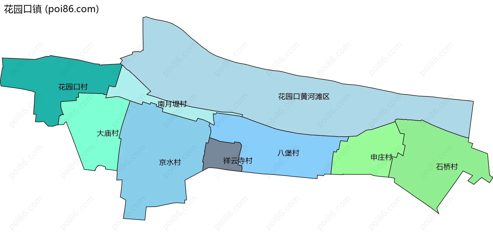 花园口镇边界地图(五级行政区划)