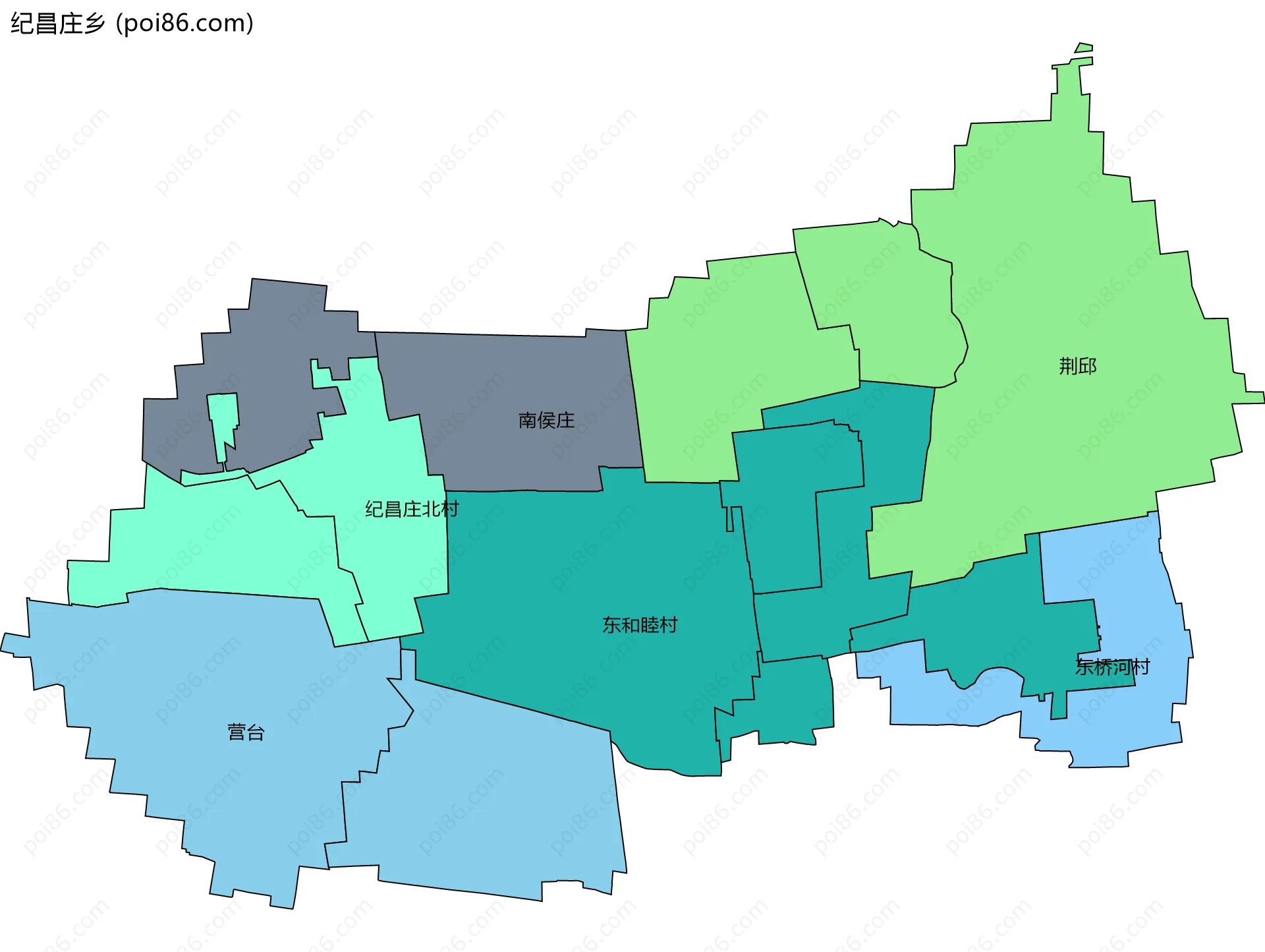 纪昌庄乡边界地图(五级行政区划)