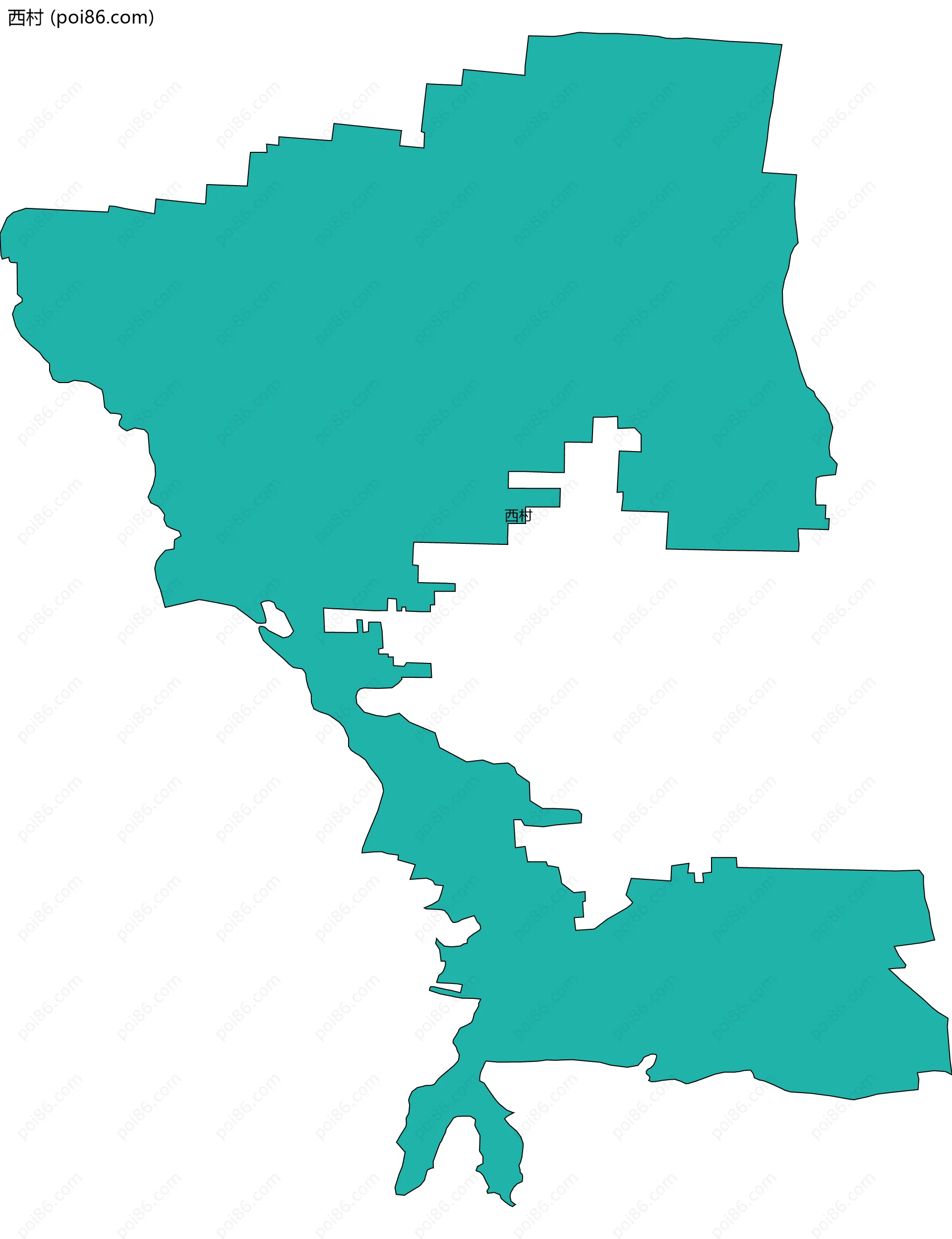 西村边界地图