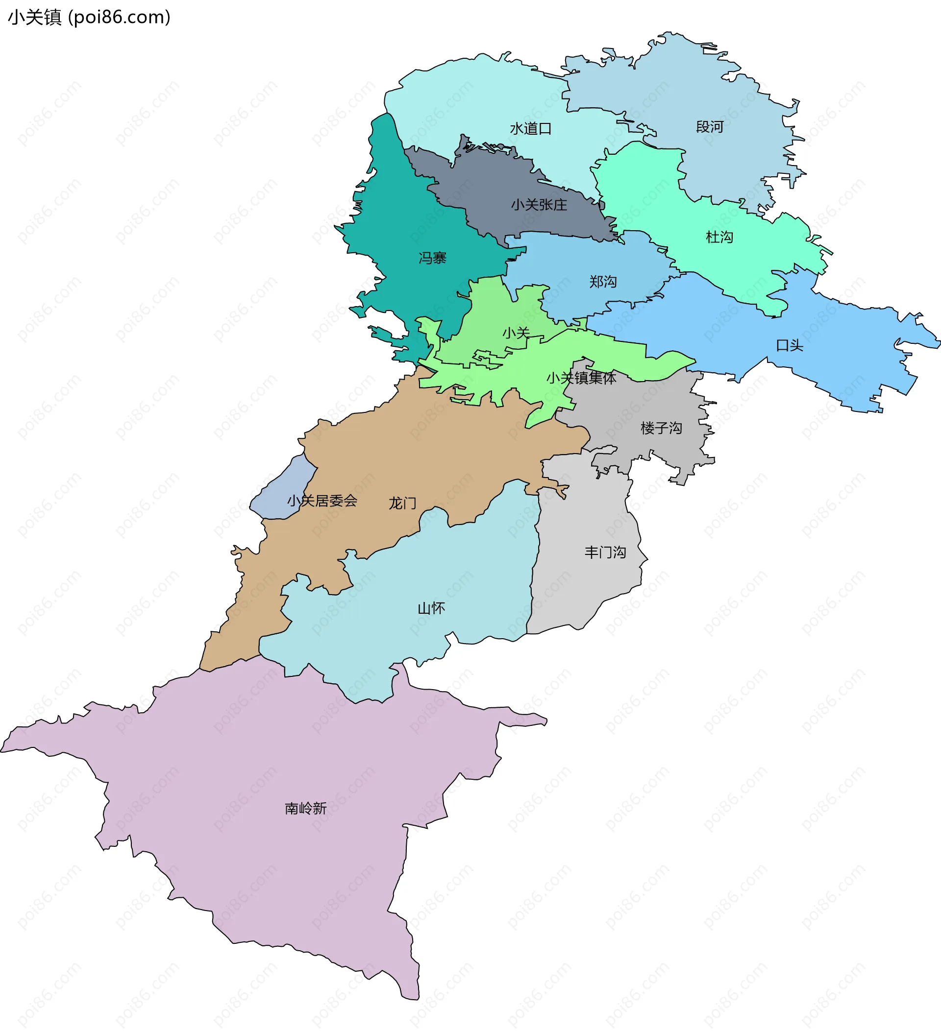 小关镇边界地图(五级行政区划)