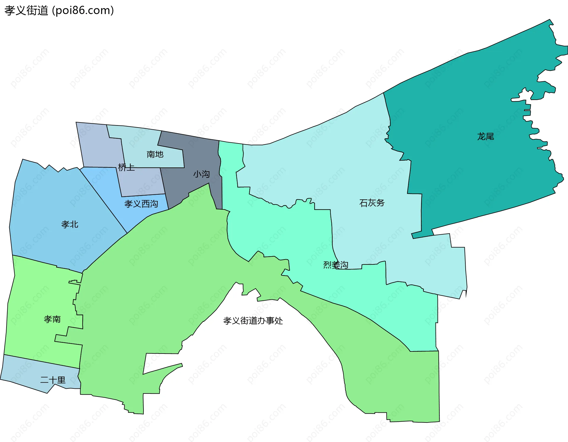 孝义街道边界地图(五级行政区划)