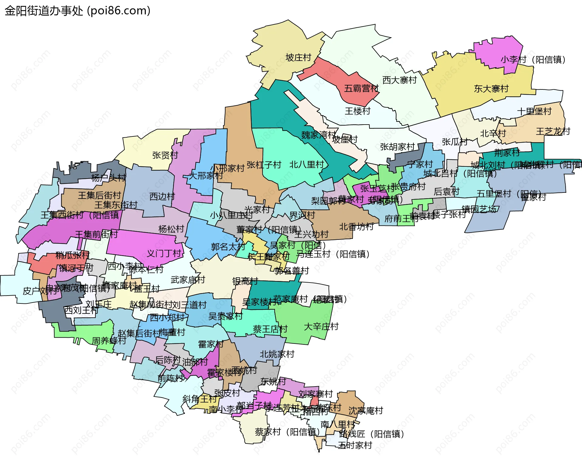 金阳街道办事处边界地图(五级行政区划)