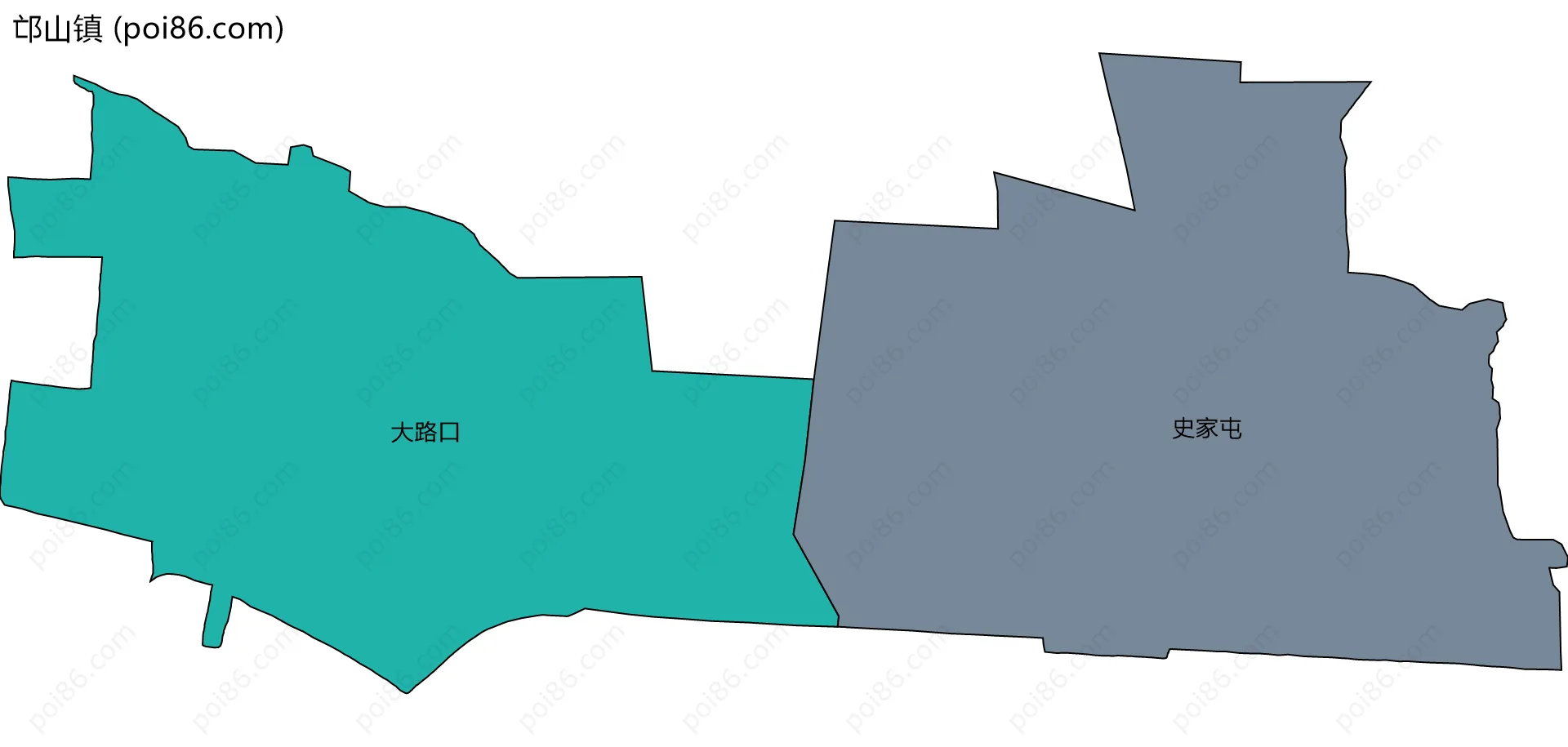 邙山镇边界地图(五级行政区划)