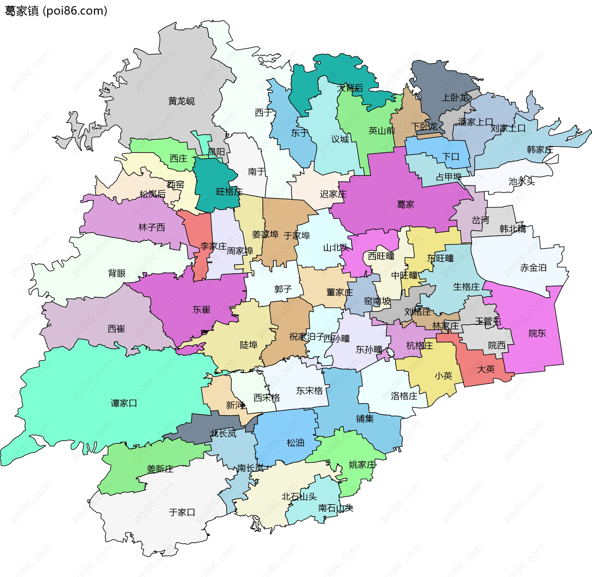葛家镇边界地图(五级行政区划)