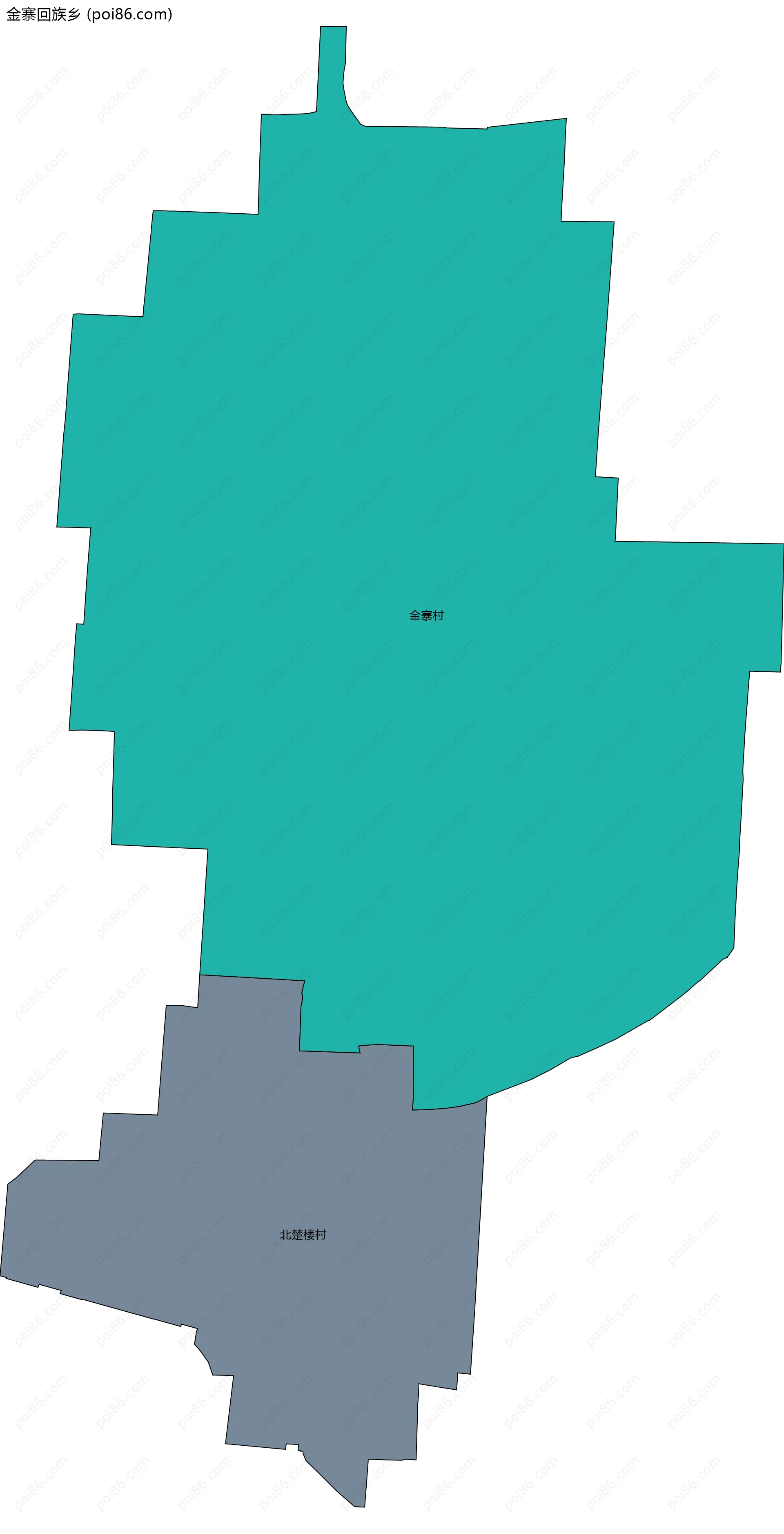 金寨回族乡边界地图(五级行政区划)