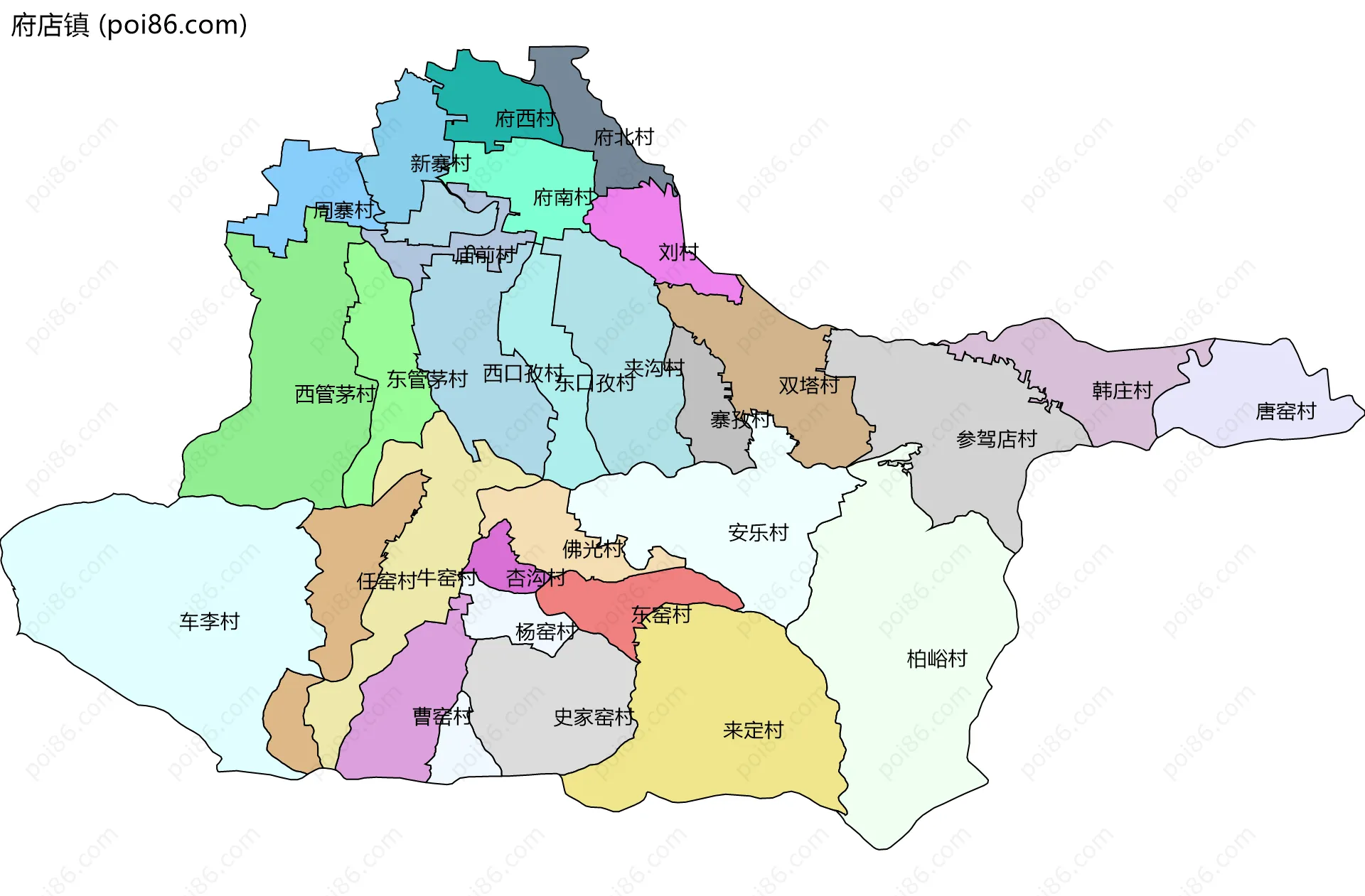 府店镇边界地图(五级行政区划)