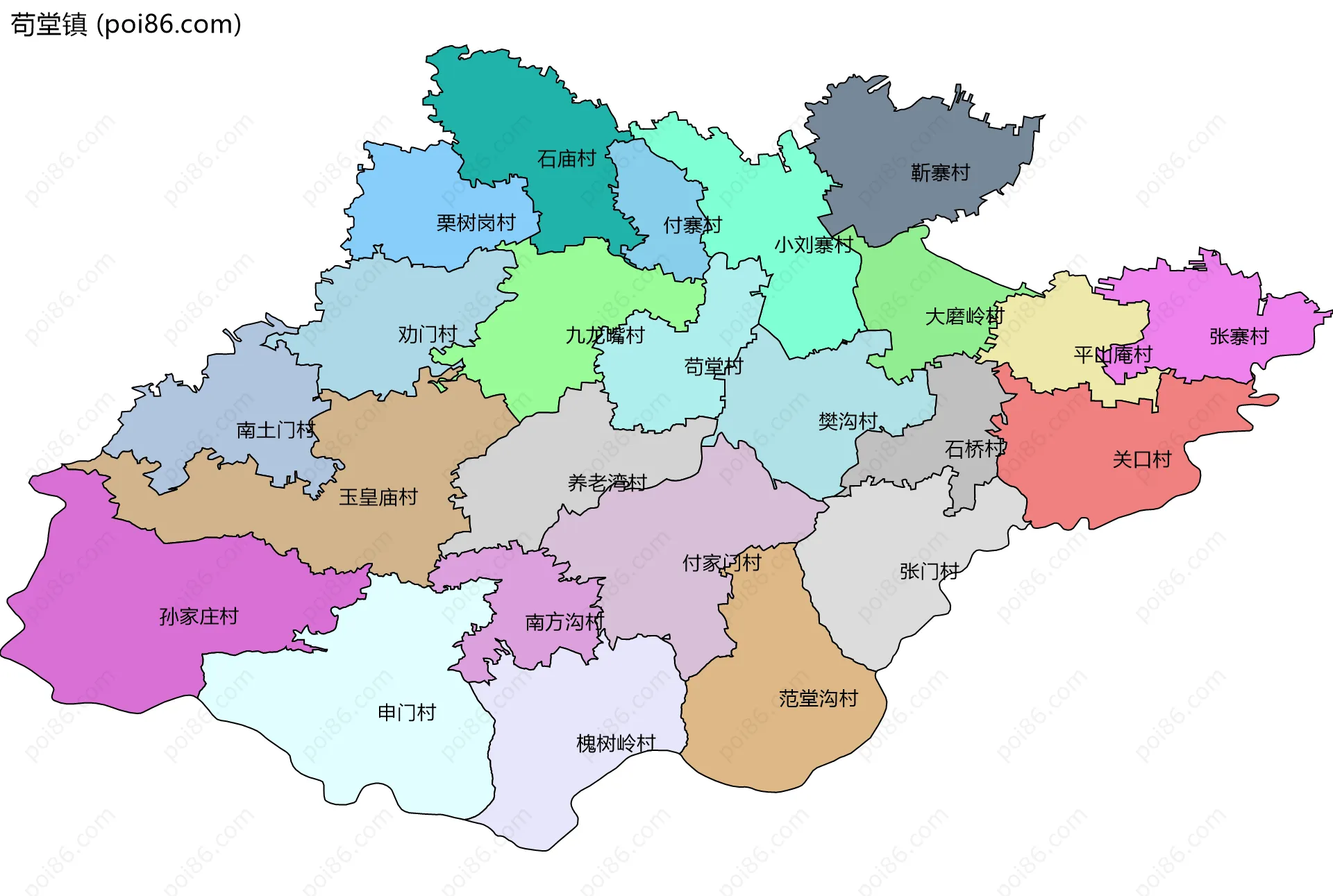 苟堂镇边界地图(五级行政区划)