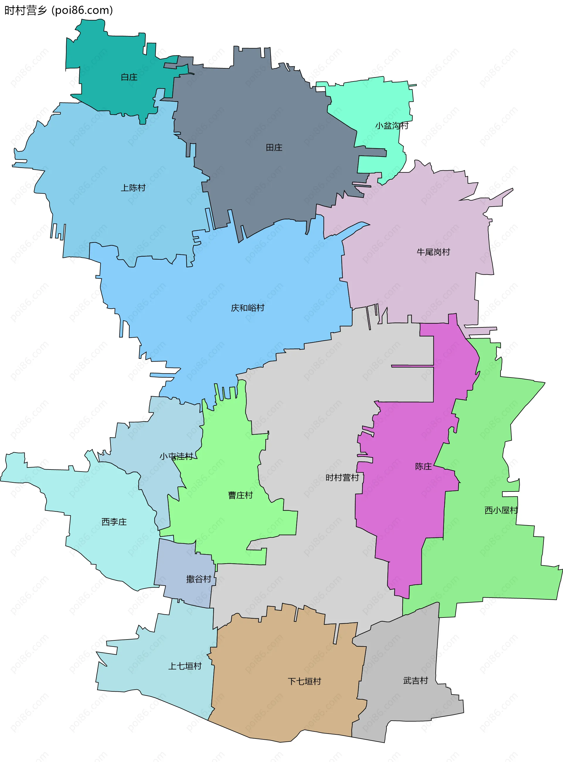 时村营乡边界地图(五级行政区划)