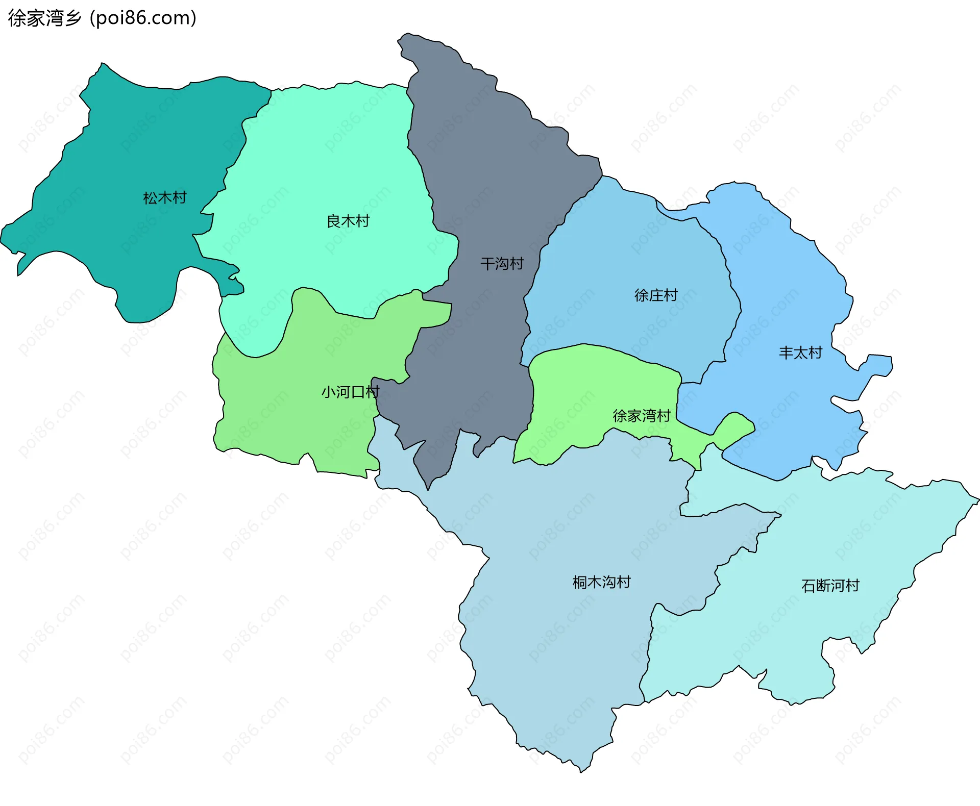 徐家湾乡边界地图(五级行政区划)
