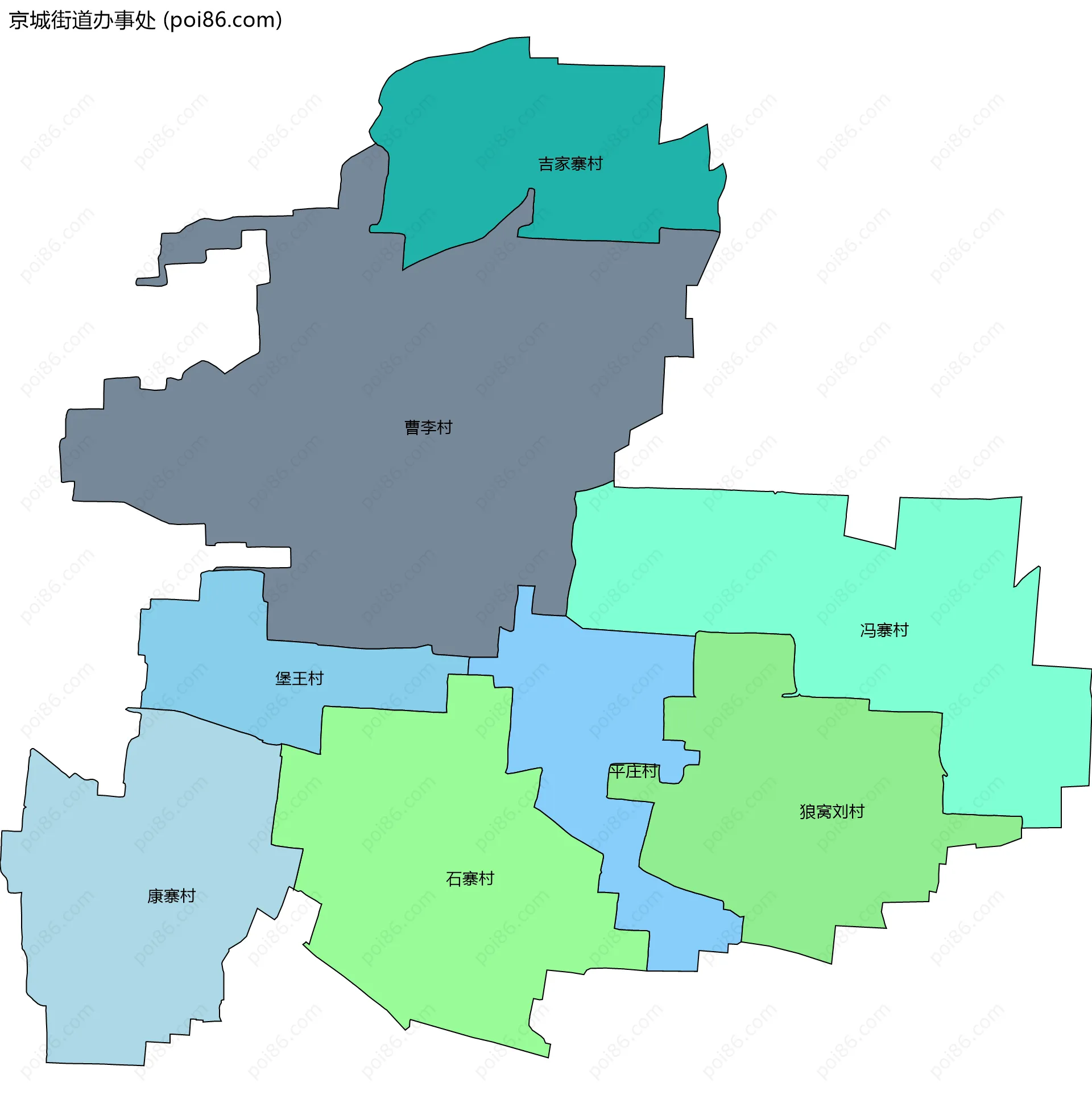 京城街道办事处边界地图(五级行政区划)