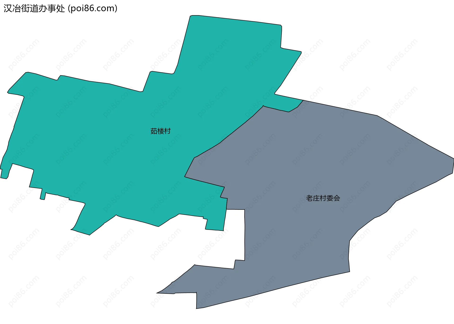汉冶街道办事处边界地图(五级行政区划)