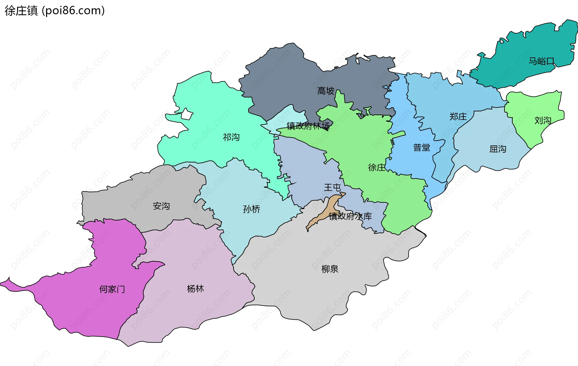 徐庄镇边界地图(五级行政区划)