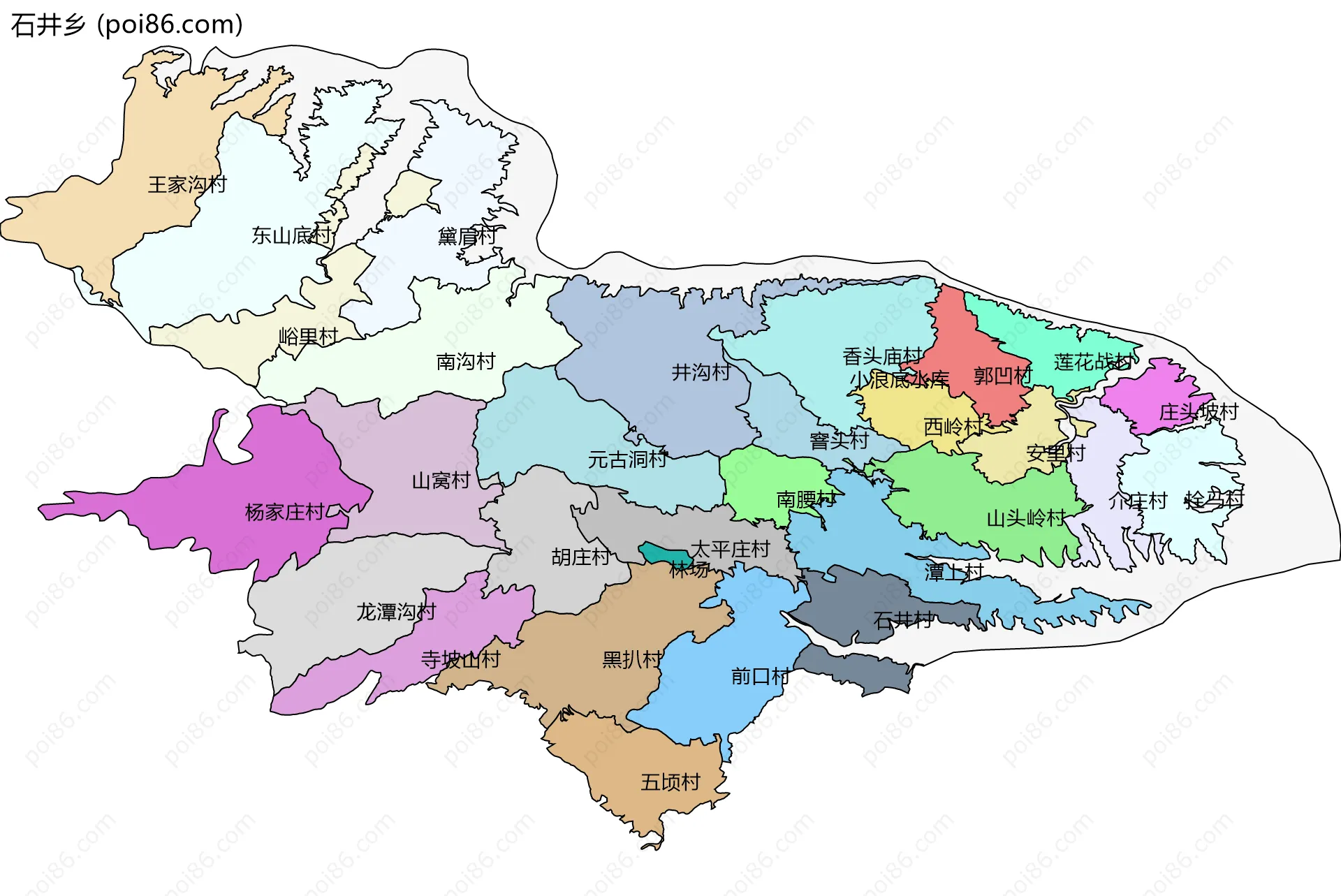 石井乡边界地图(五级行政区划)