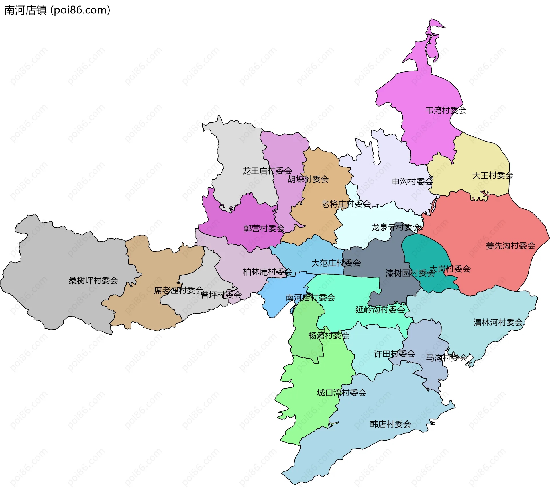 南河店镇边界地图(五级行政区划)