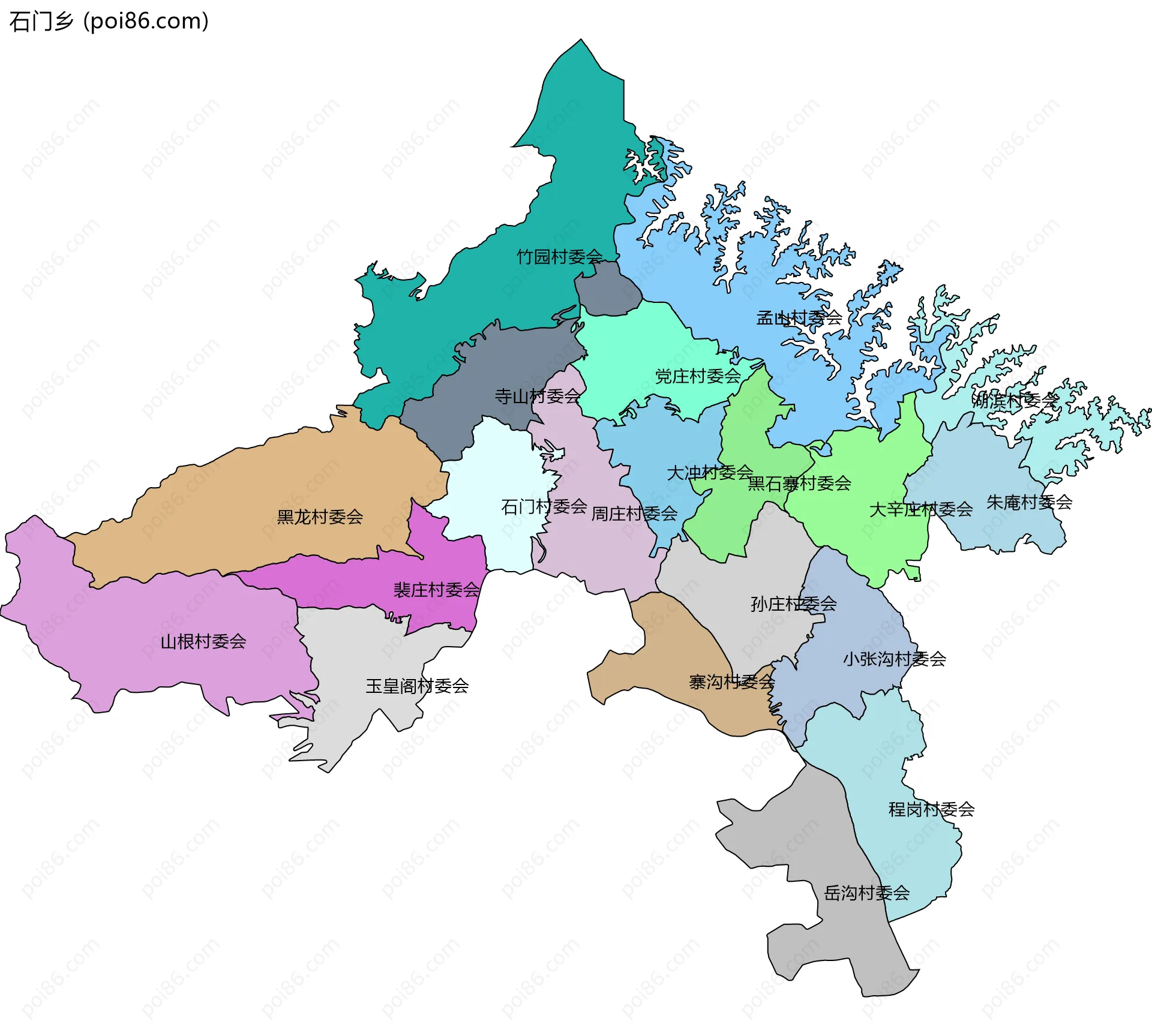 石门乡边界地图(五级行政区划)