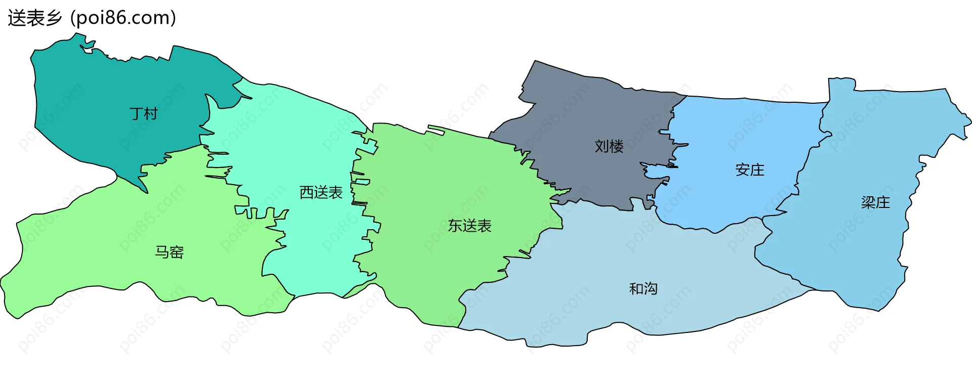 送表乡边界地图(五级行政区划)