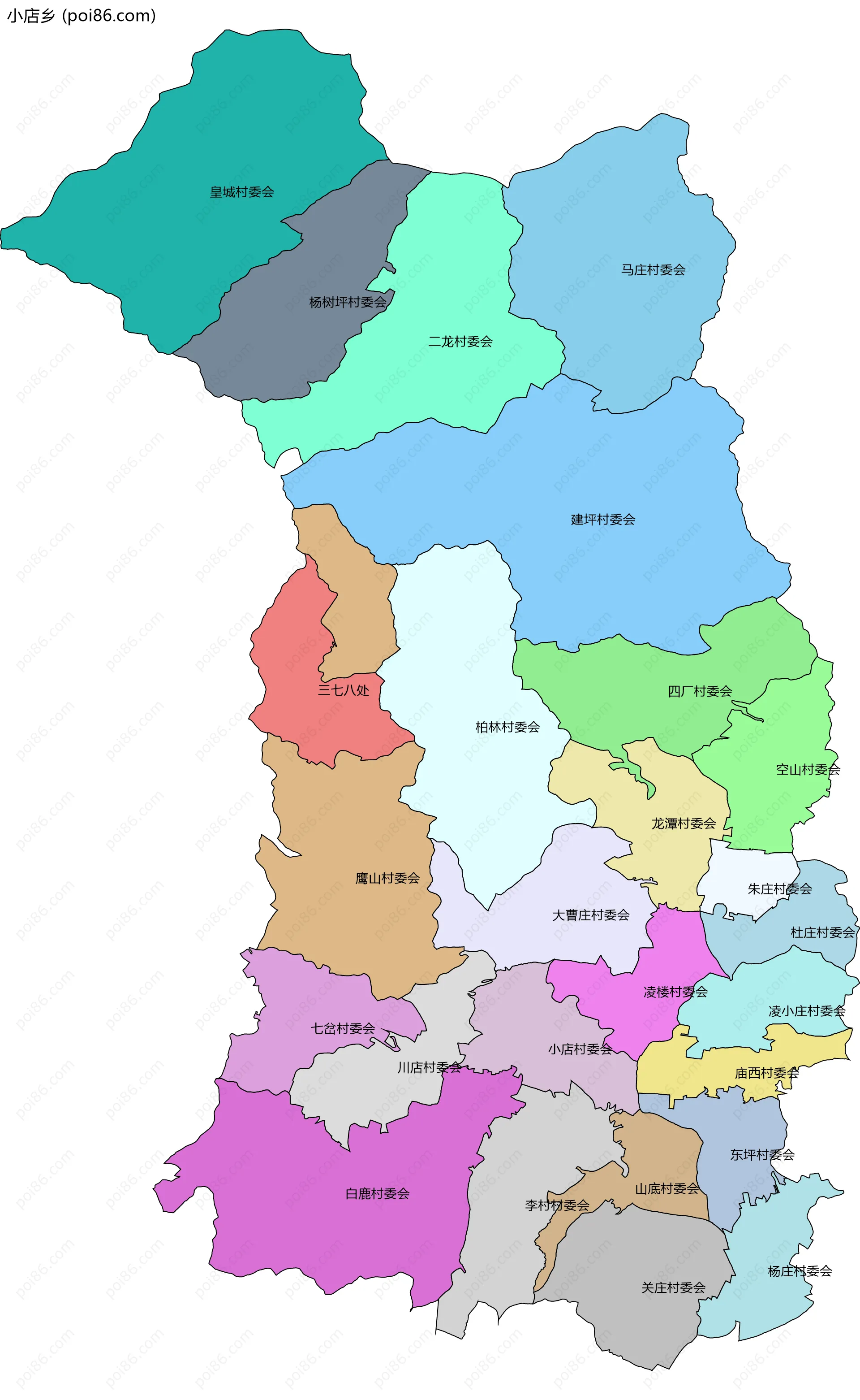 小店乡边界地图(五级行政区划)