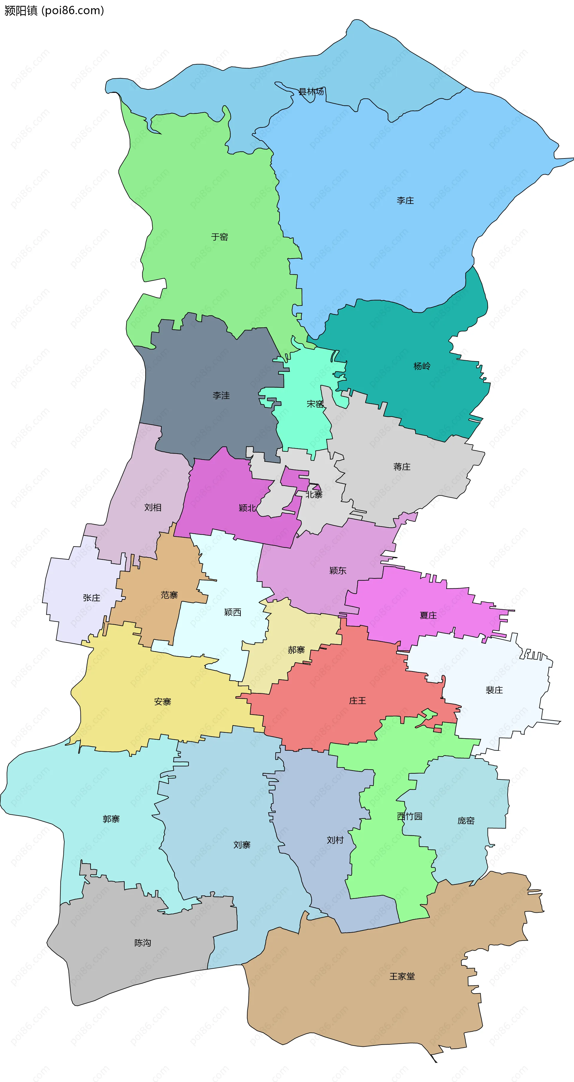 颍阳镇边界地图(五级行政区划)