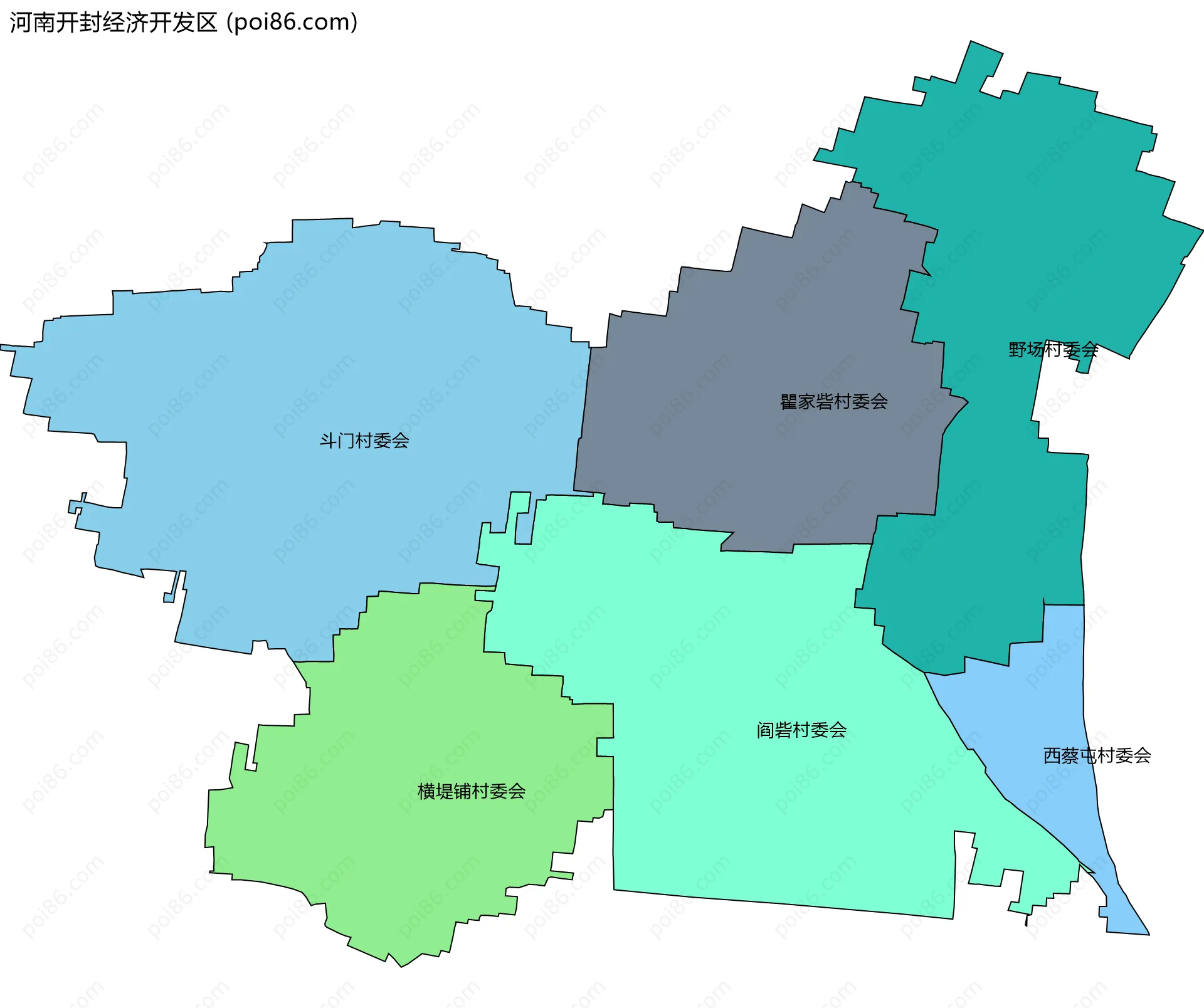 河南开封经济开发区边界地图(五级行政区划)