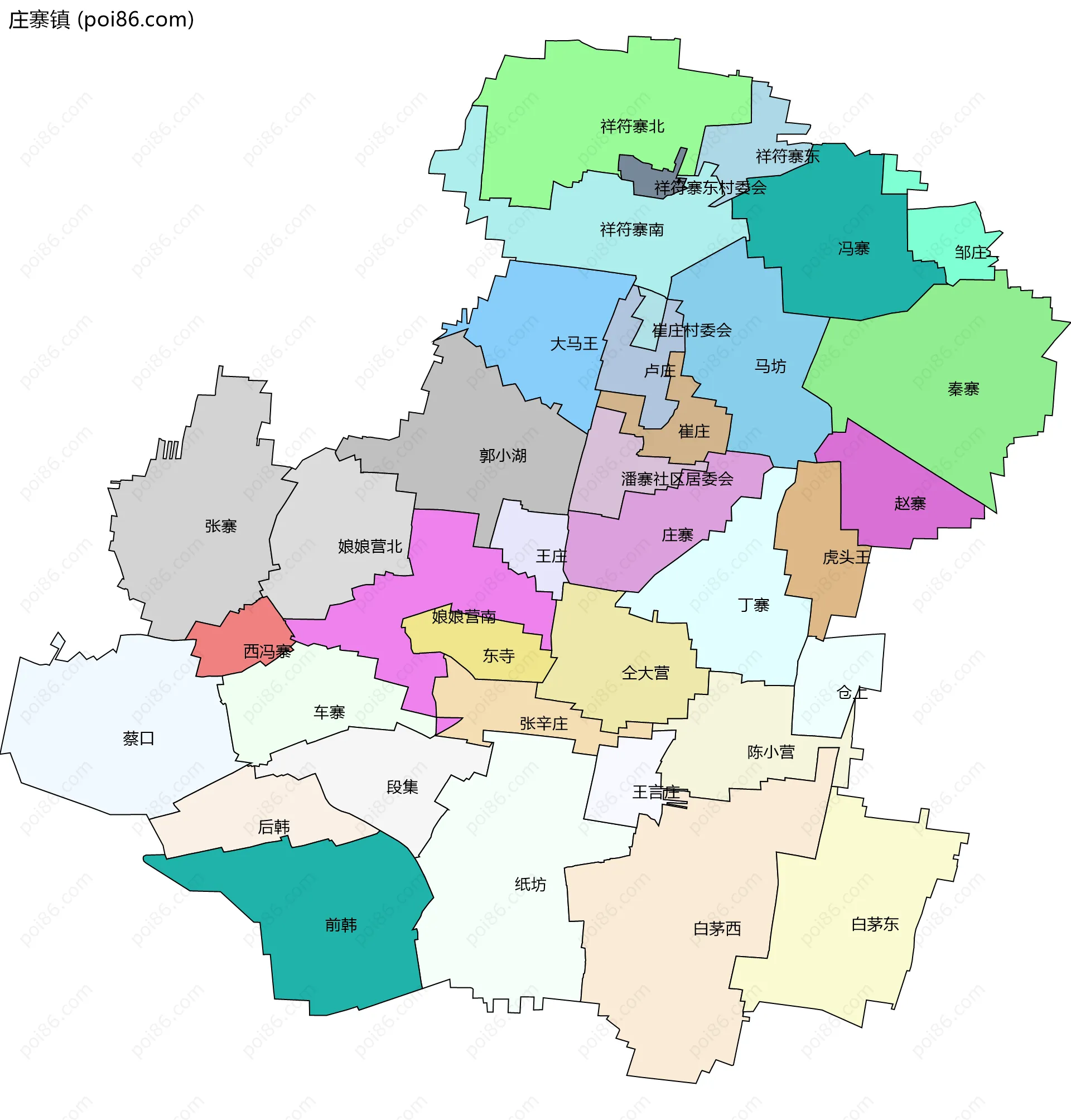 庄寨镇边界地图(五级行政区划)
