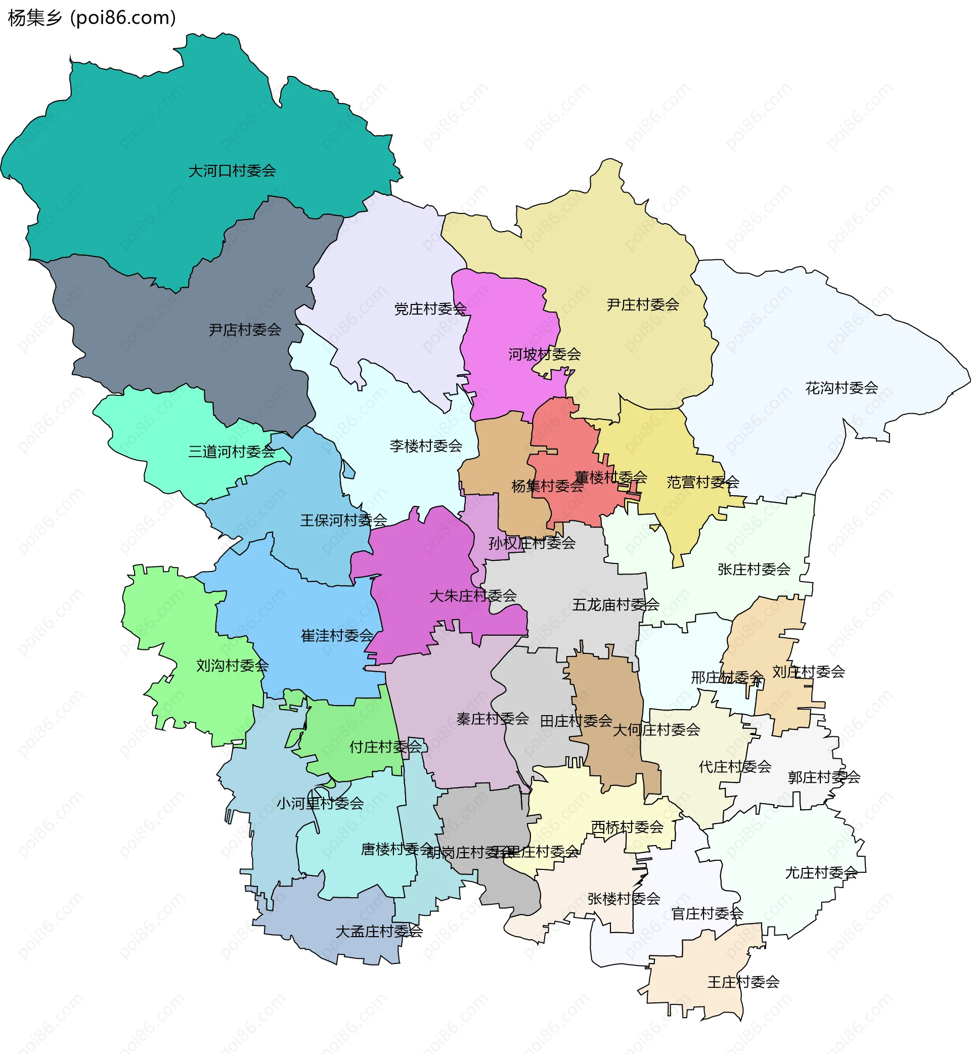 杨集乡边界地图(五级行政区划)