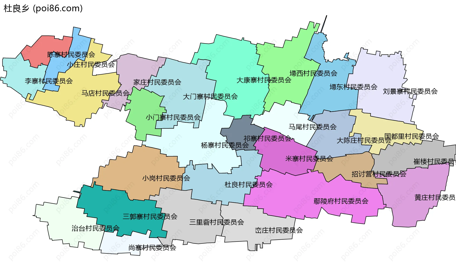 杜良乡边界地图(五级行政区划)