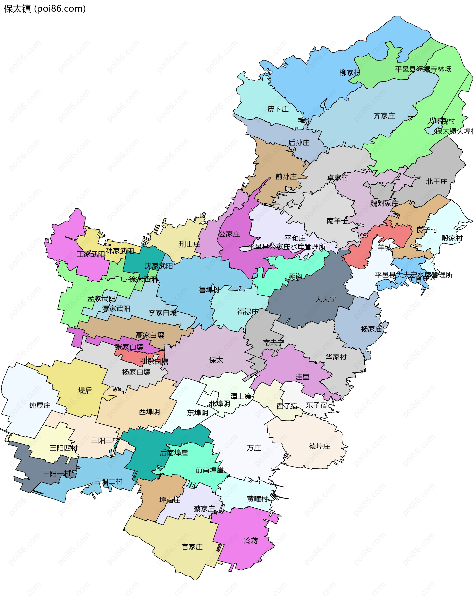 保太镇边界地图(五级行政区划)