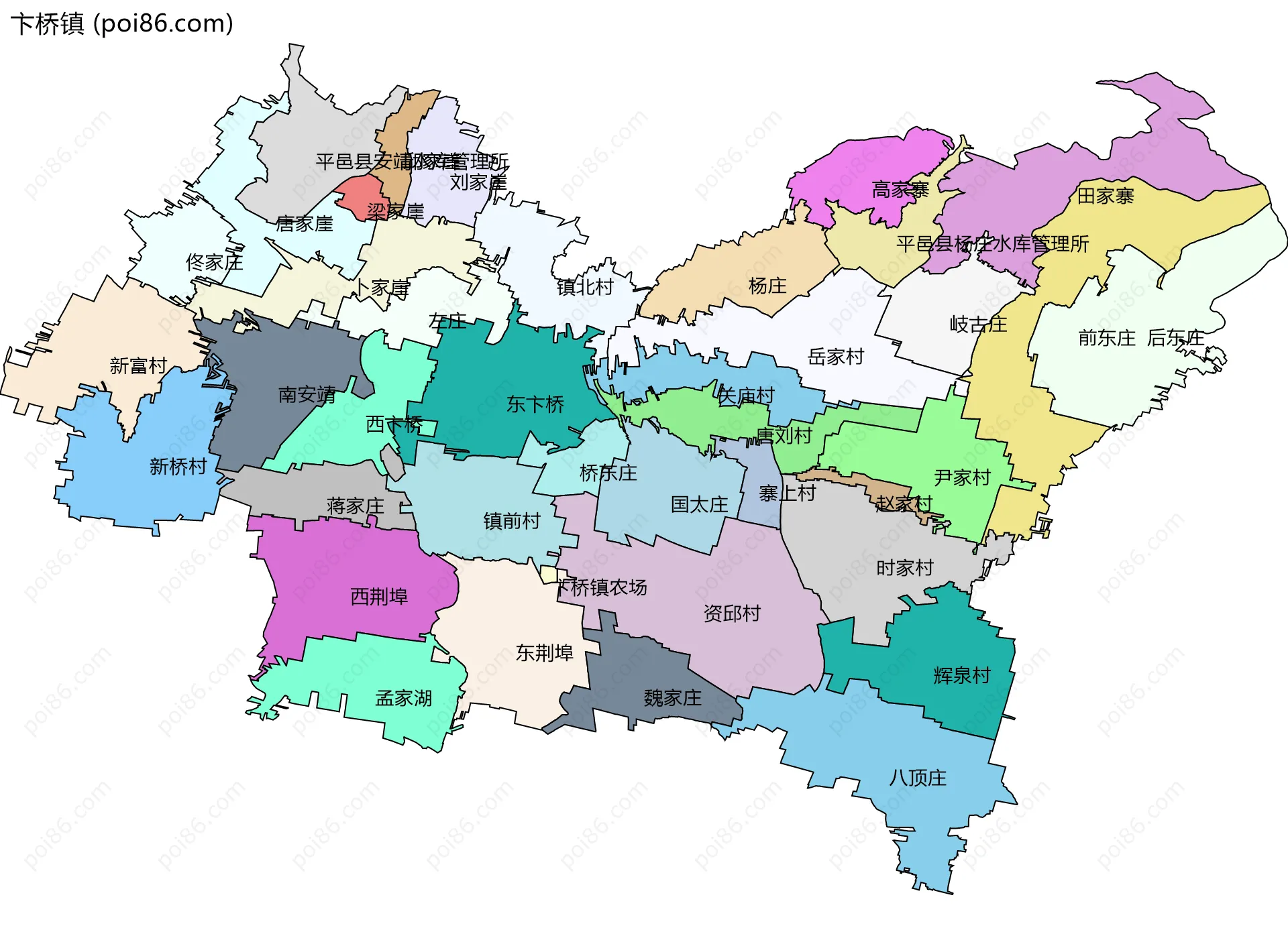 卞桥镇边界地图(五级行政区划)