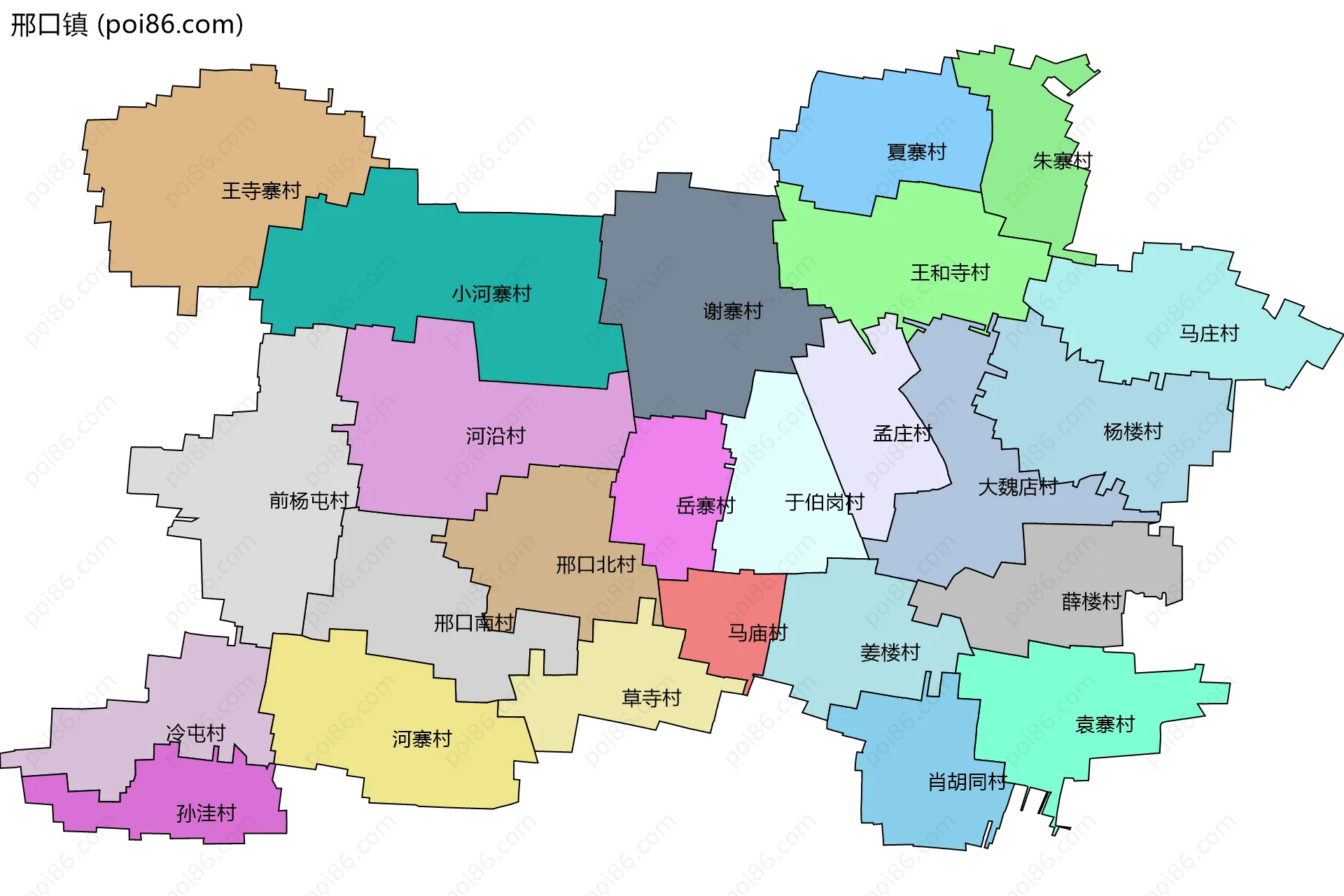 邢口镇边界地图(五级行政区划)
