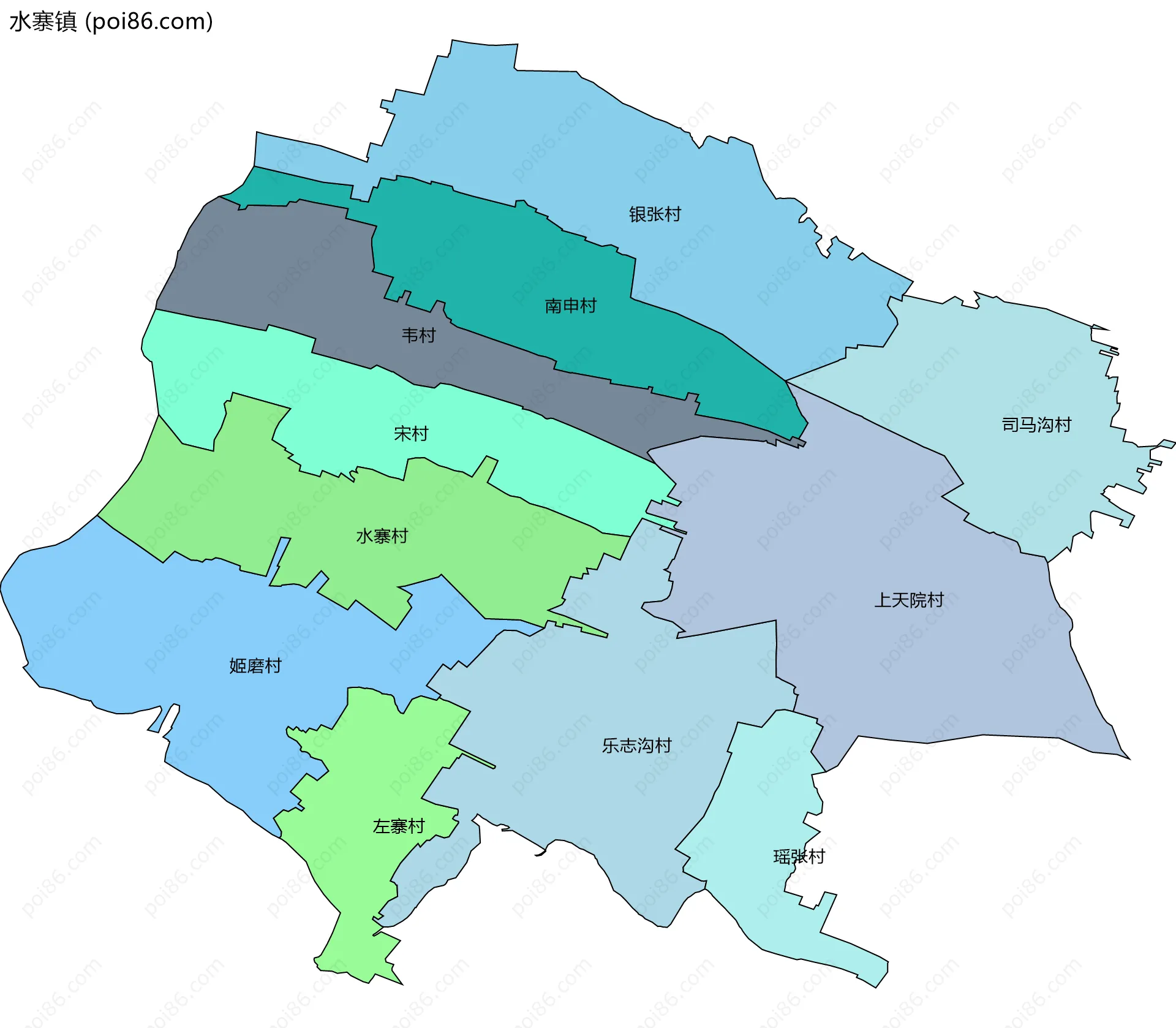 水寨镇边界地图(五级行政区划)