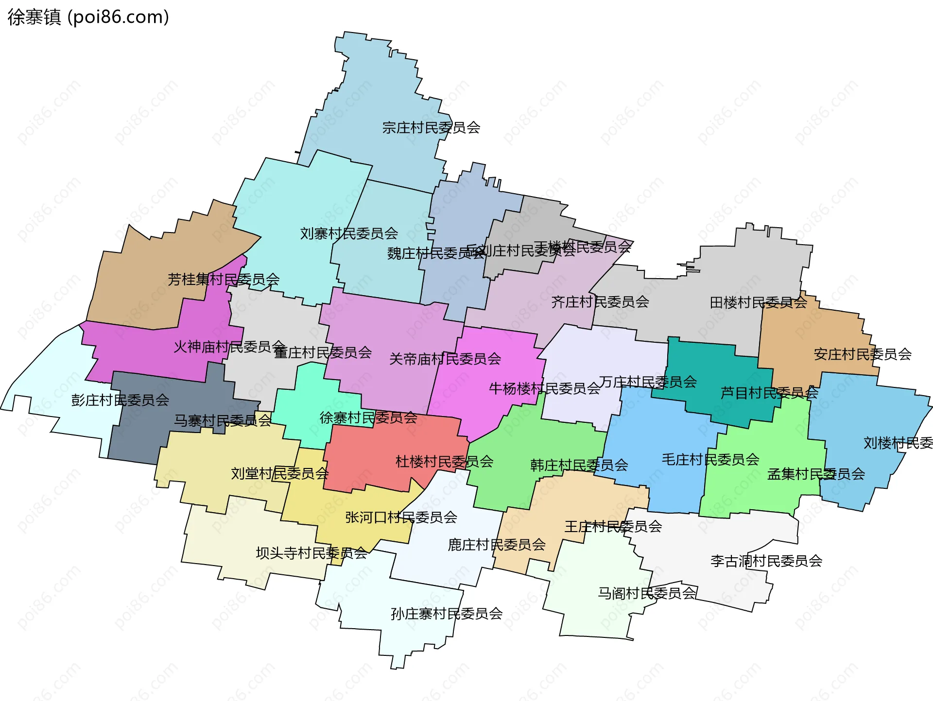 徐寨镇边界地图(五级行政区划)