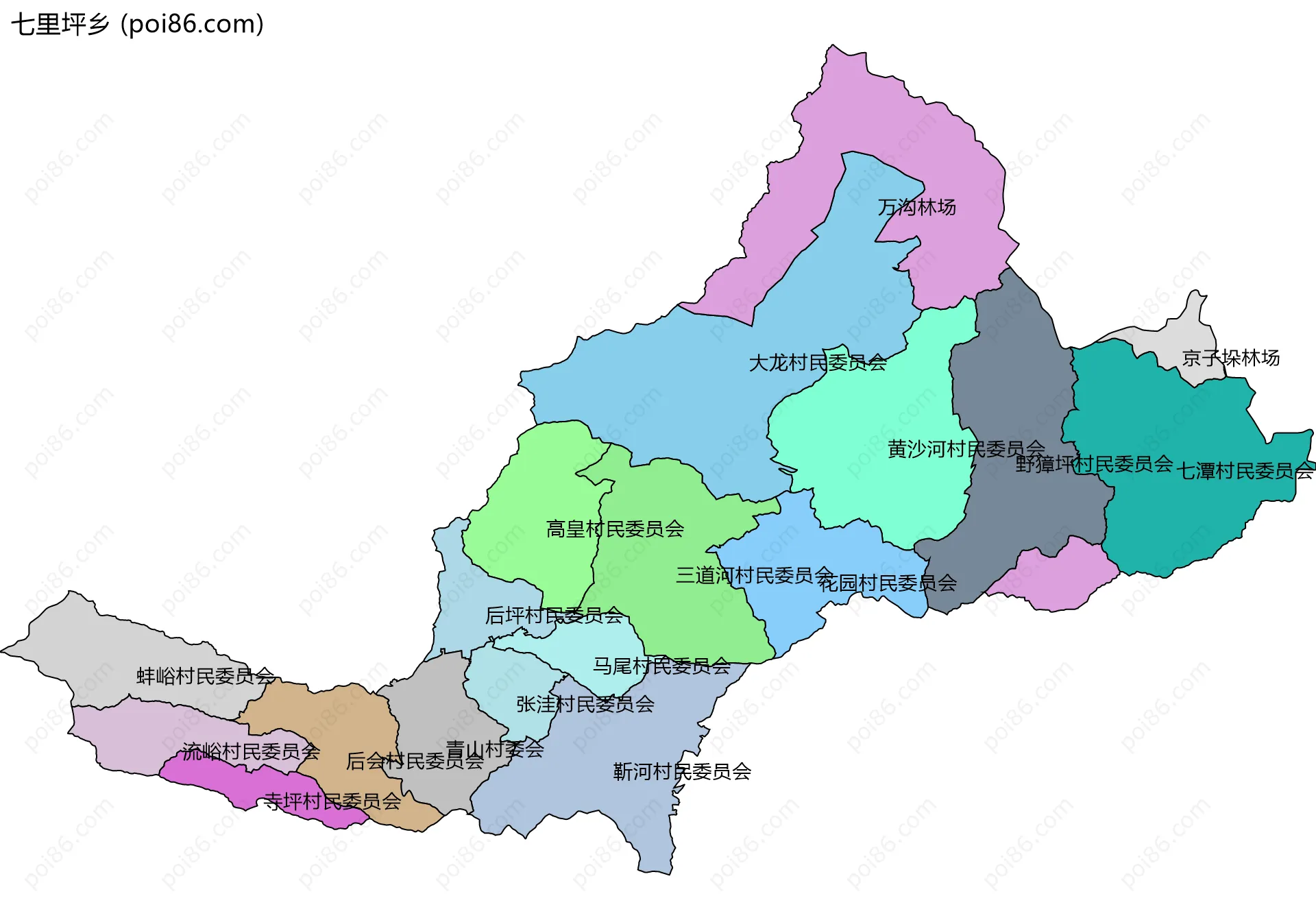 七里坪乡边界地图(五级行政区划)