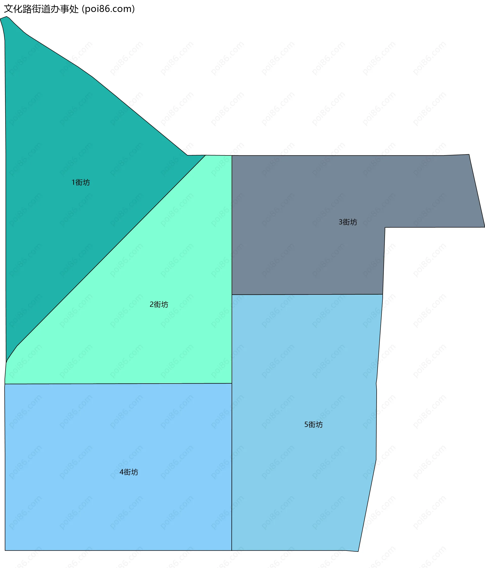 文化路街道办事处边界地图(五级行政区划)